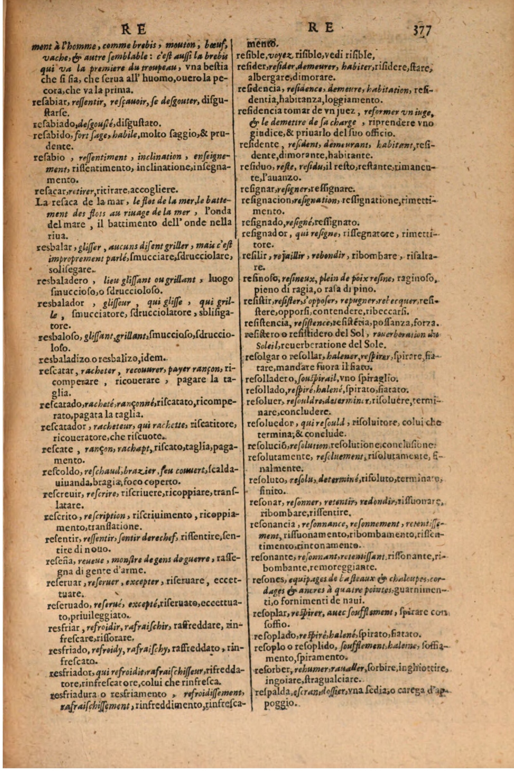 1606 - Samuel Crespin - Thresor des trois langues, francoise, italiene et espagnolle - BSB Munich