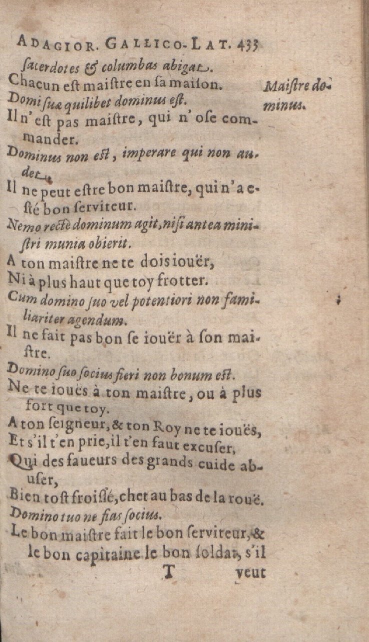 1612 - Dominicus Custos - Trésor des proverbes français  - Bibliopol-Olomuc