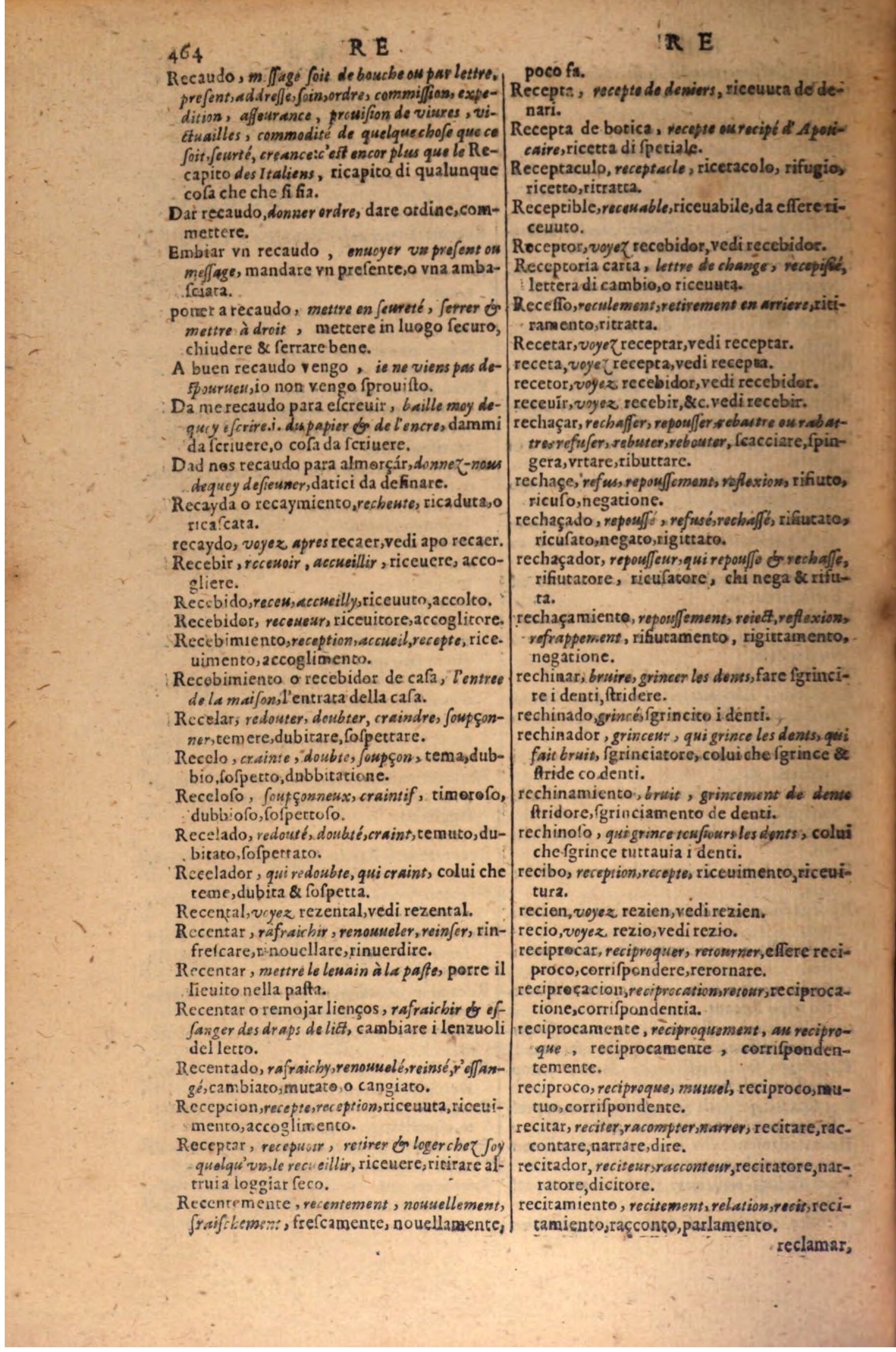 1606 - Samuel Crespin - Thresor des trois langues, francoise, italiene et espagnolle - BSB Munich