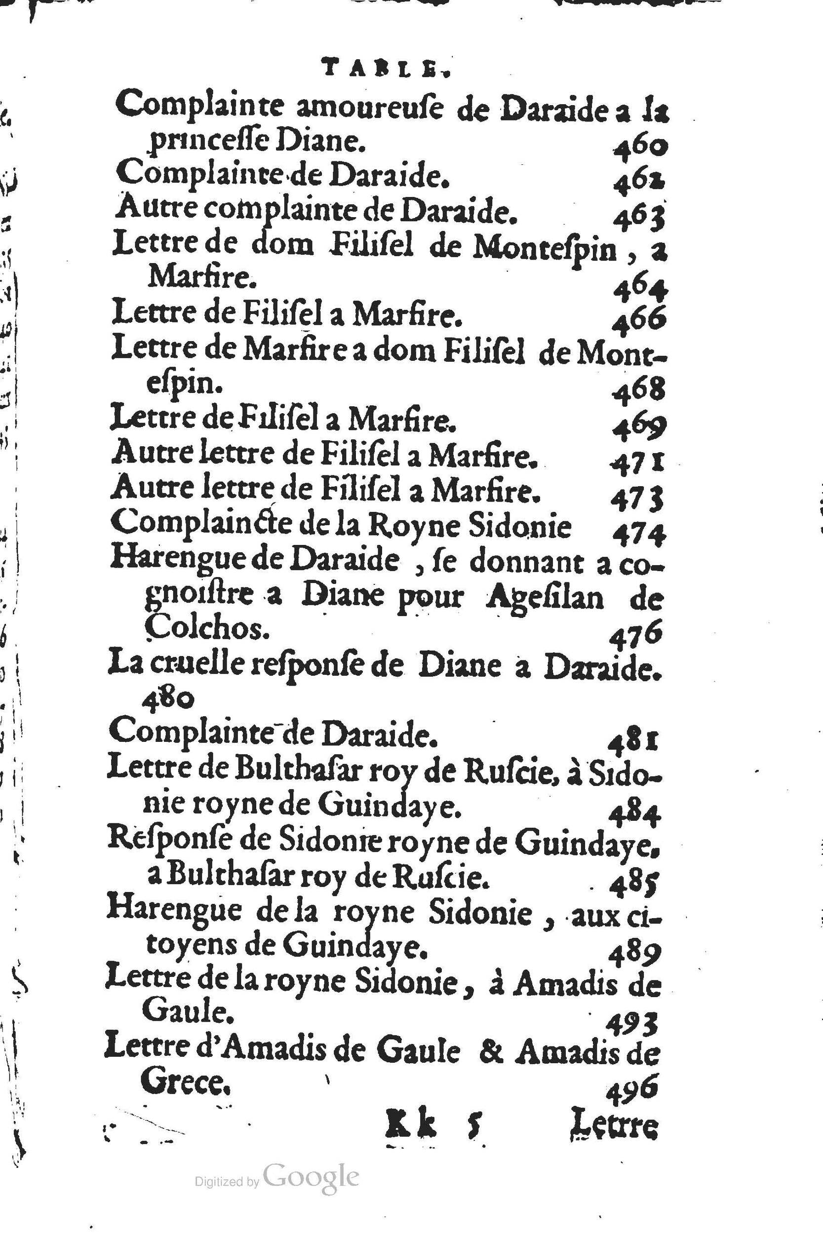 1560 - Jean d’Ogerolles et Gabriel Cotier Lyon - Trésor des Amadis - BSB Munich