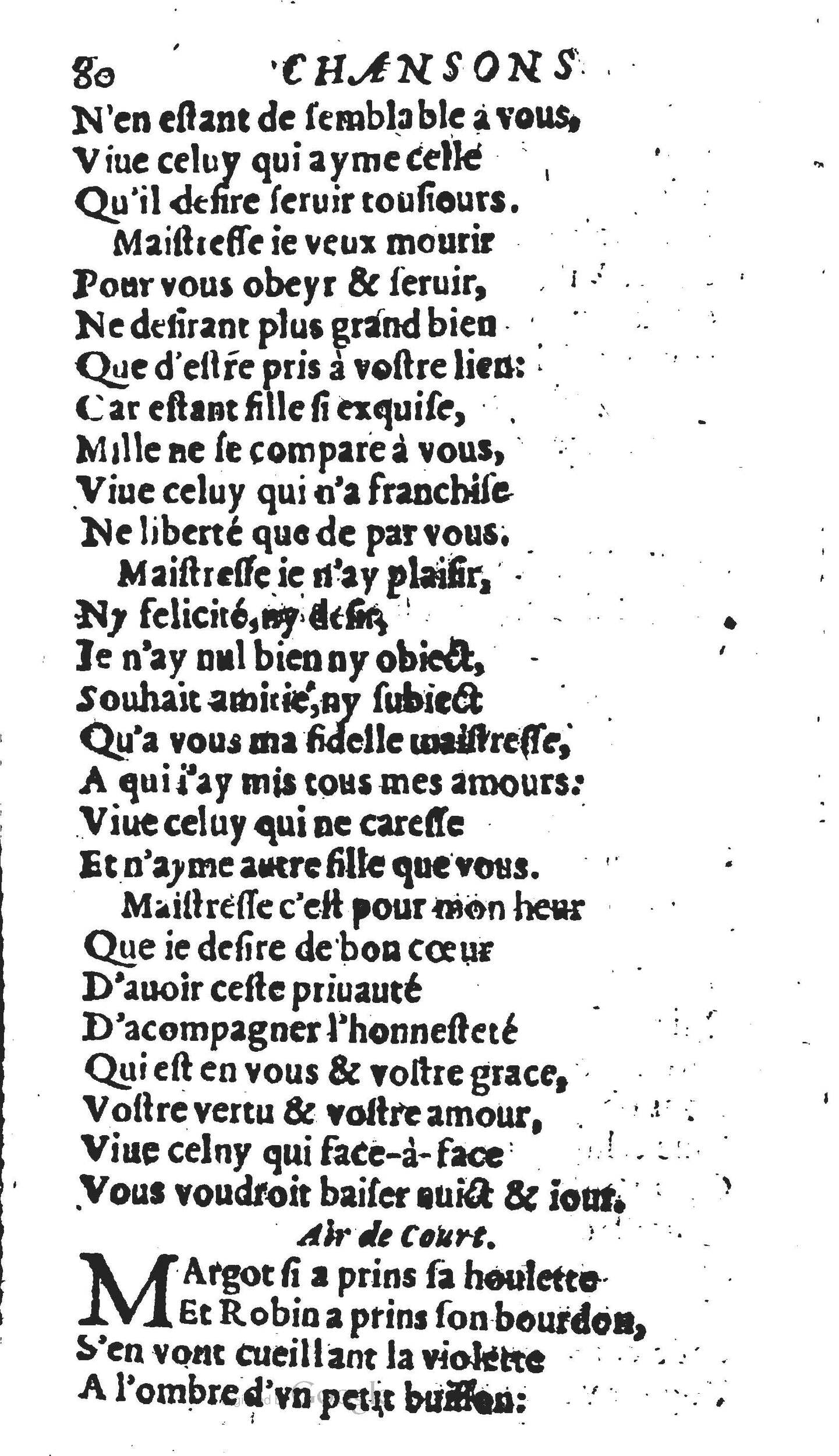 1606 - Théodore Reinsart - Trésor des chansons amoureuses recueillies des plus excellents airs de cour - Livre II - NK ČR Prague
