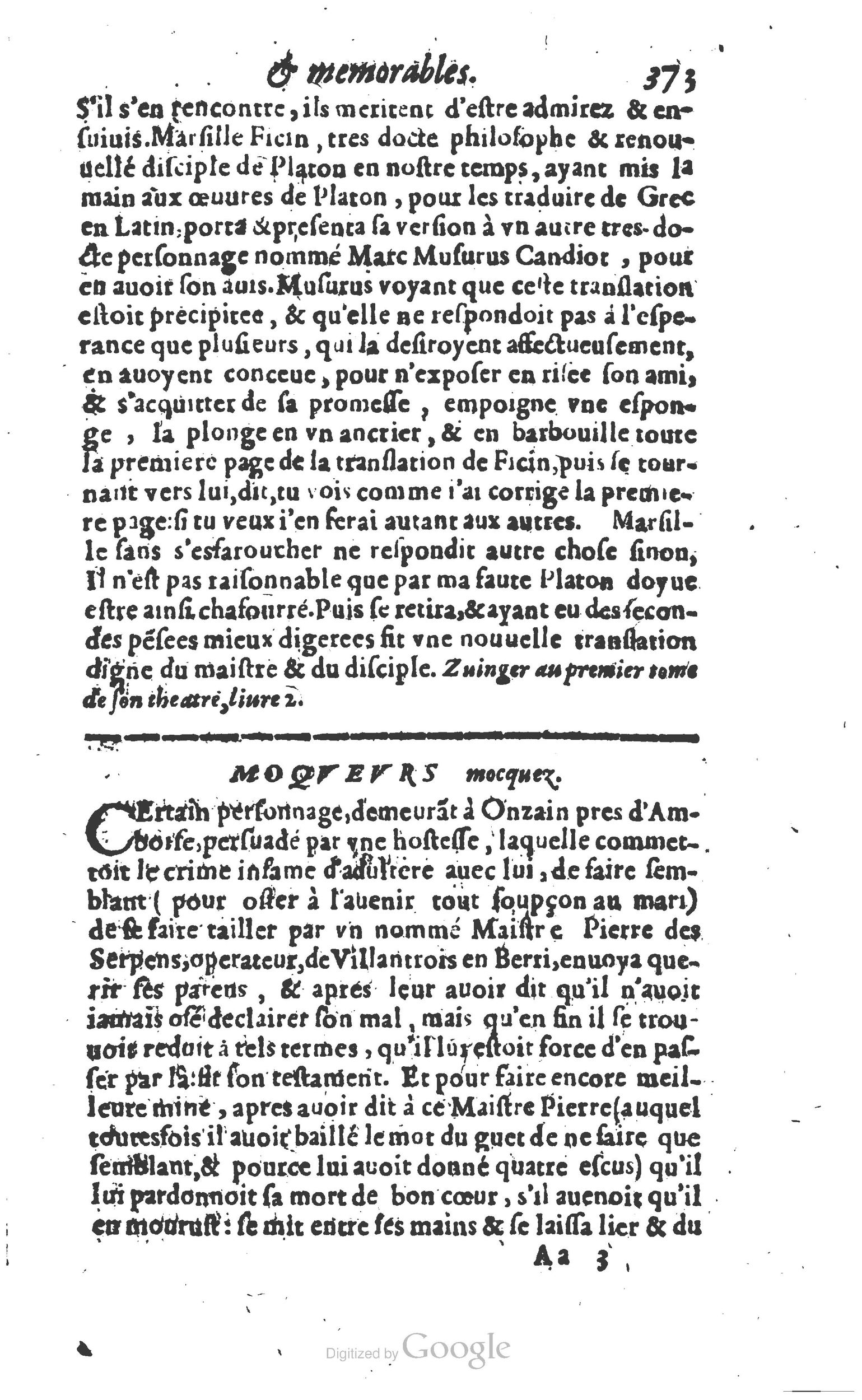 1610 - Paul Marceau - Trésor d’histoires admirables et mémorables - Princeton
