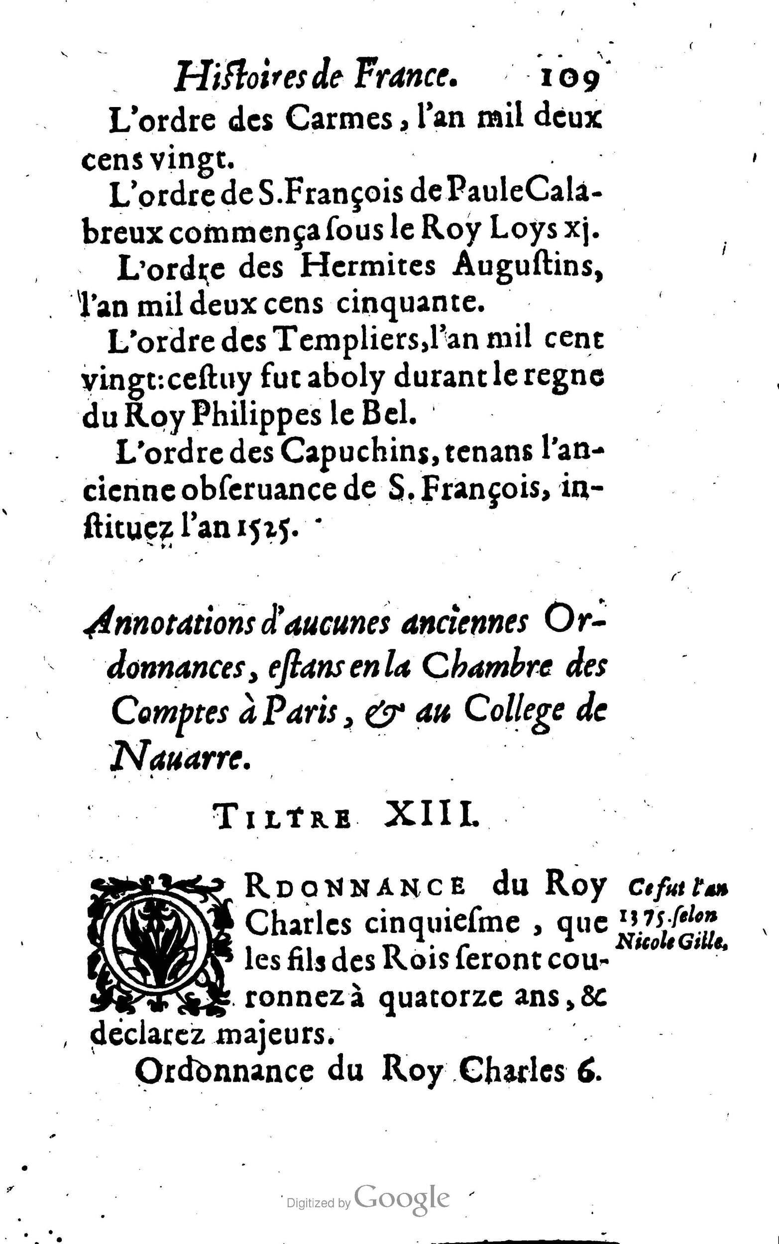 1619 - Jean Corrozet - Trésor des histoires de France - BSB Munich