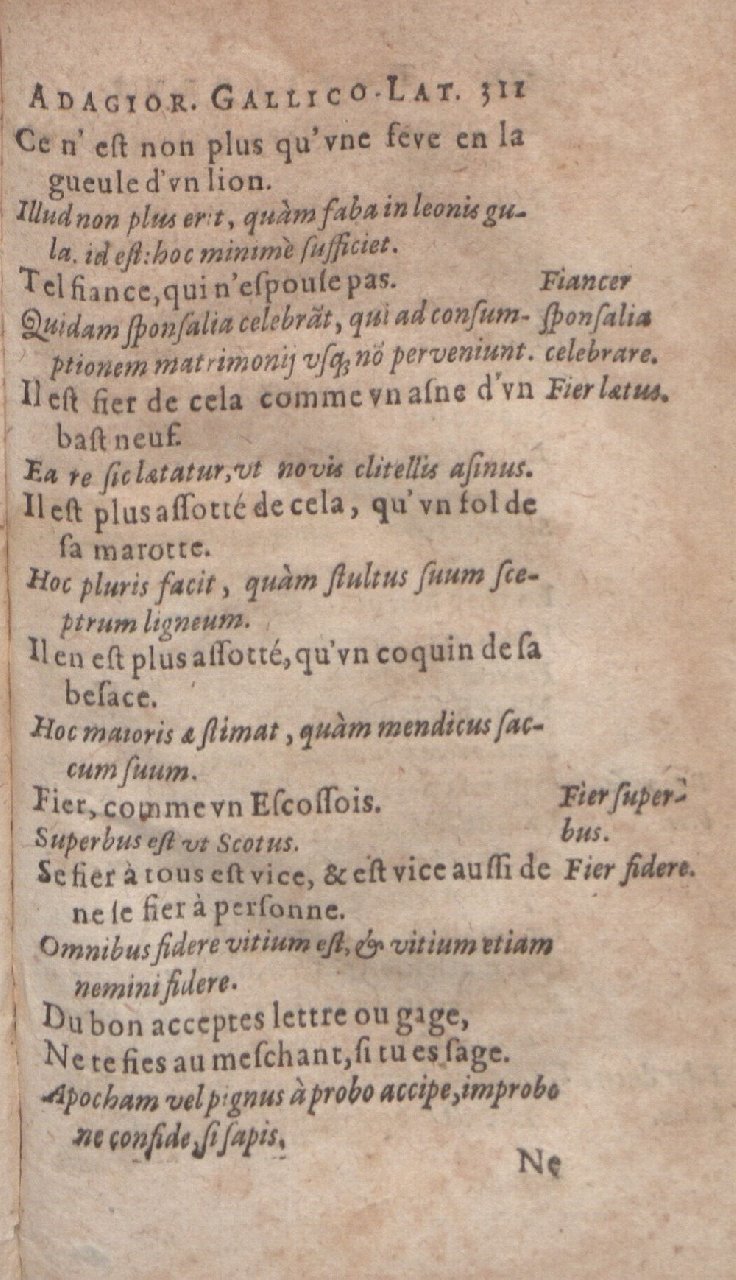 1612 - Dominicus Custos - Trésor des proverbes français  - Bibliopol-Olomuc