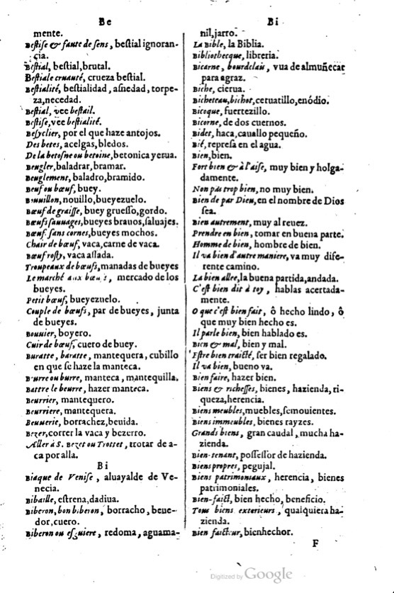 1621 - Adrian Tiffaine - Trésor des deux langues espagnole et française - BM Lyon