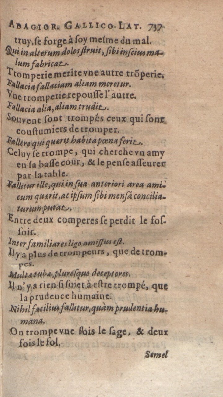 1612 - Dominicus Custos - Trésor des proverbes français  - Bibliopol-Olomuc