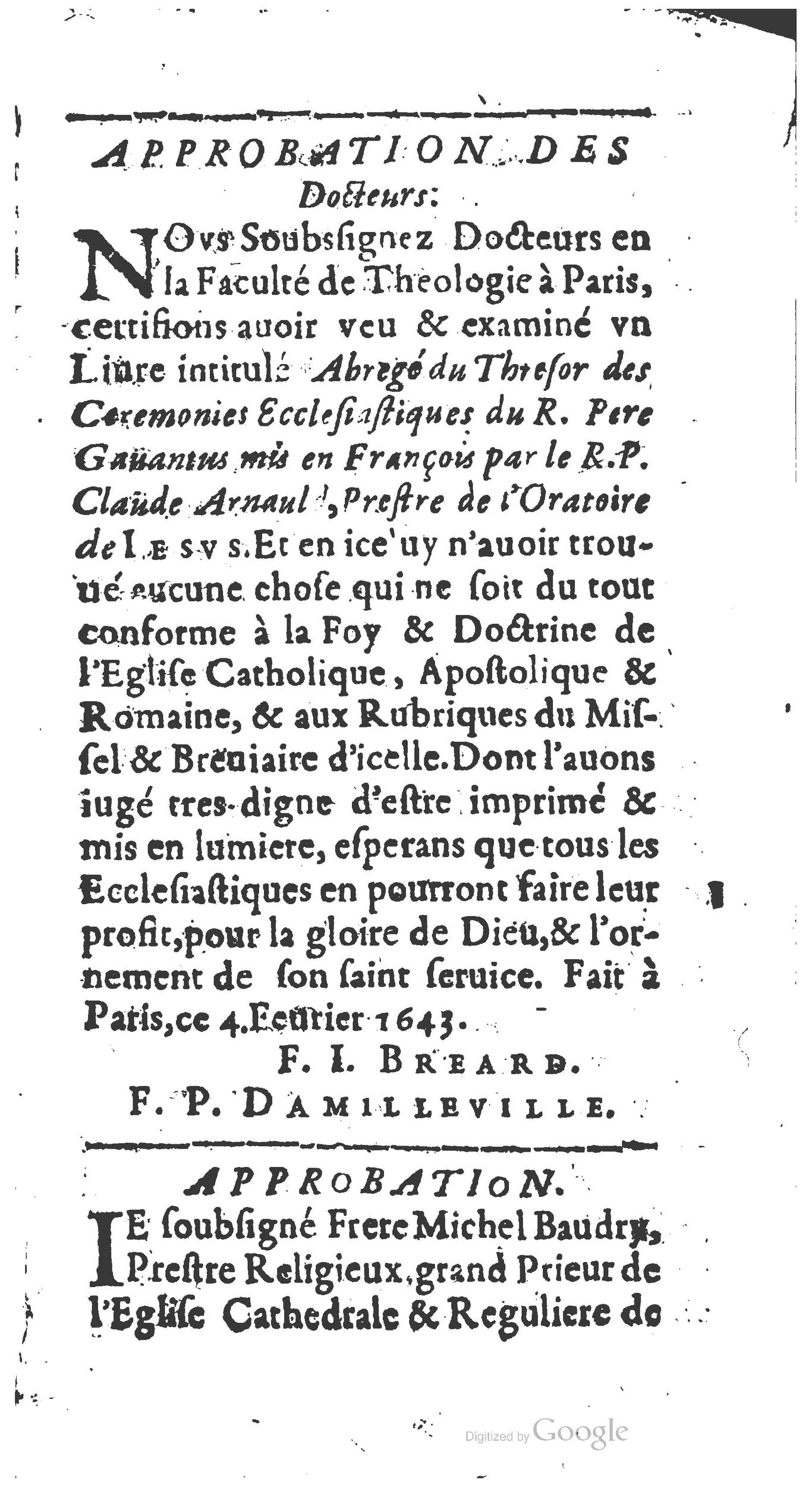 1651 - Jean Guillermet - Abrégé du trésor des cérémonies ecclésiastiques - BM Lyon