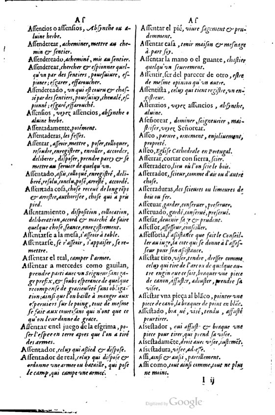 1621 - Adrian Tiffaine - Trésor des deux langues espagnole et française - BM Lyon