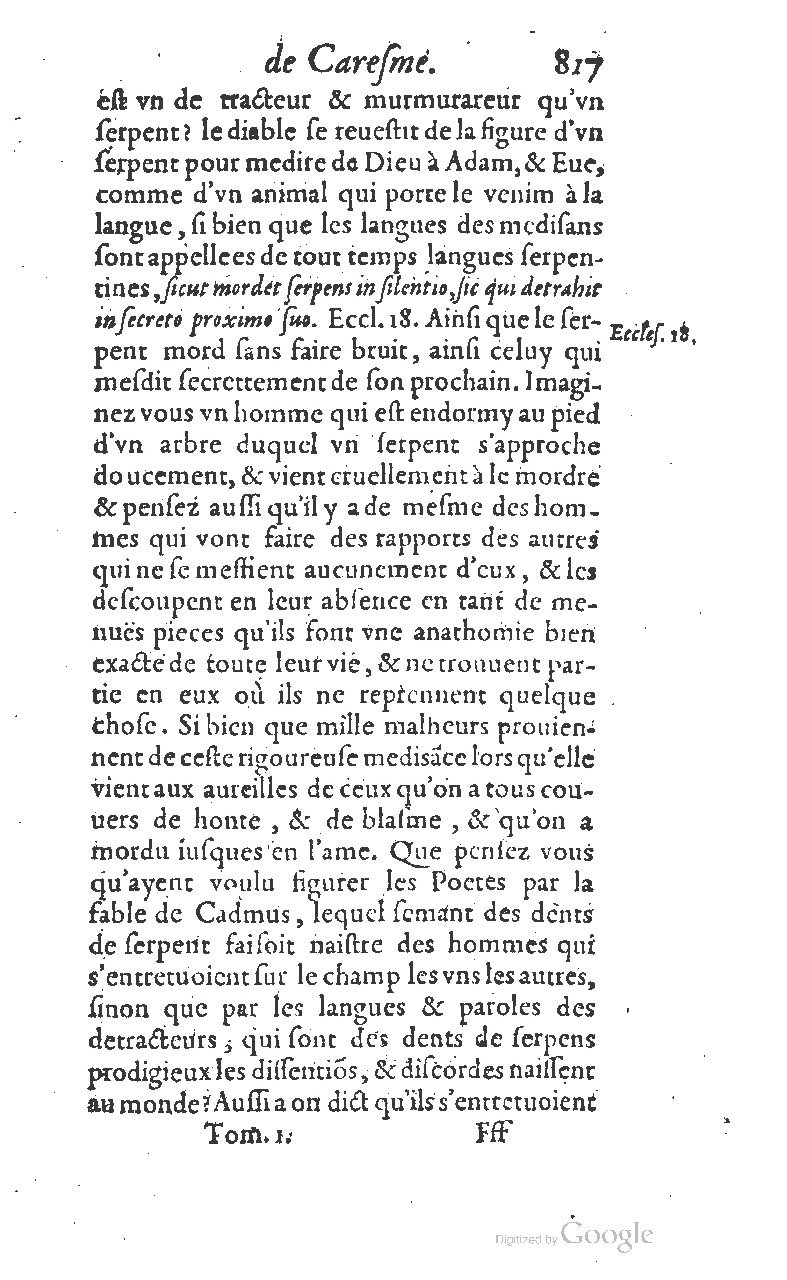 1607 - Nicolas Du Fossé - Trésor quadragésimal - T 01 - BM Lyon