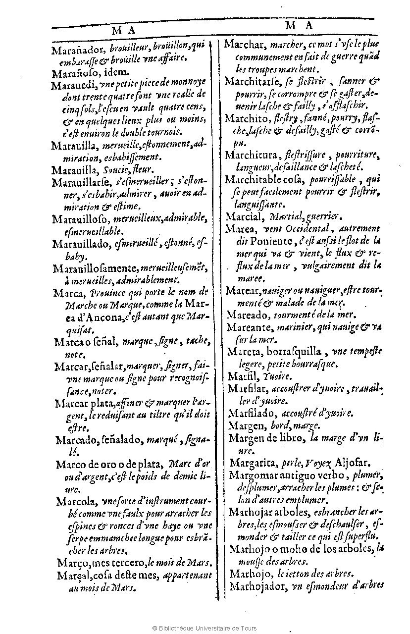 1607 - Marc Orry - Trésor des deux langues espagnole et française (Première et Seconde parties) - BU Tours