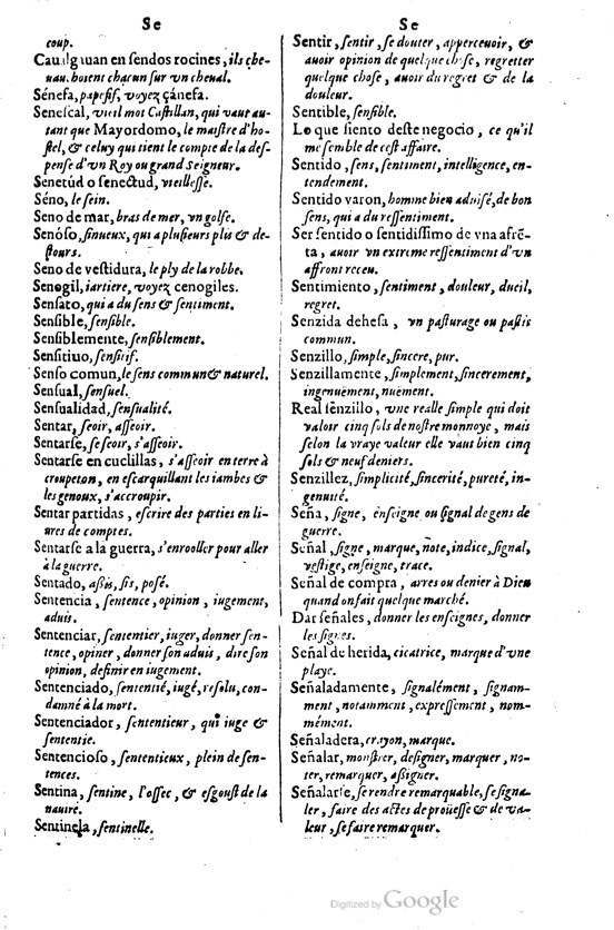 1621 - Adrian Tiffaine - Trésor des deux langues espagnole et française - BM Lyon