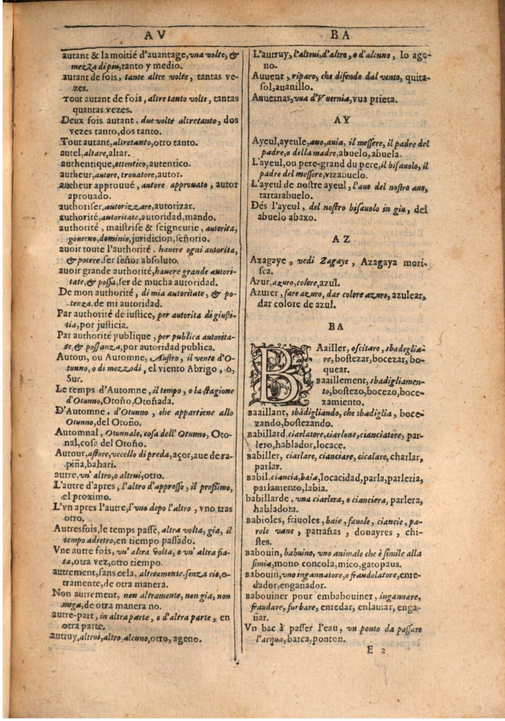 1609 - Philippe Albert et Alexandre Pernet - Trésor des trois langues française, italienne et espagnole (Seconde partie) - BSB Munich 1609 - Philippe Albert et Alexandre Pernet - Trésor des trois langues française, italienne et espagnole (Seconde partie) - BSB Munich