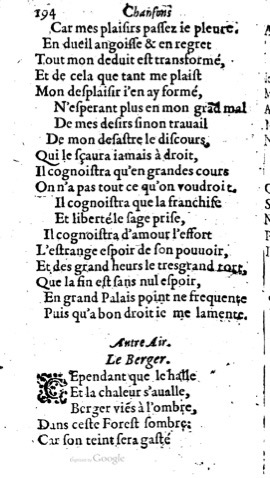 1623 - Jacques Cailloüé - Trésor ou recueil des chansons amoureuses - British Library