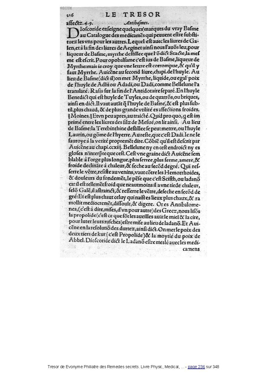 1555 - Balthazar Arnoullet - Trésor d’Évonyme Philiatre - Université Paris Cité