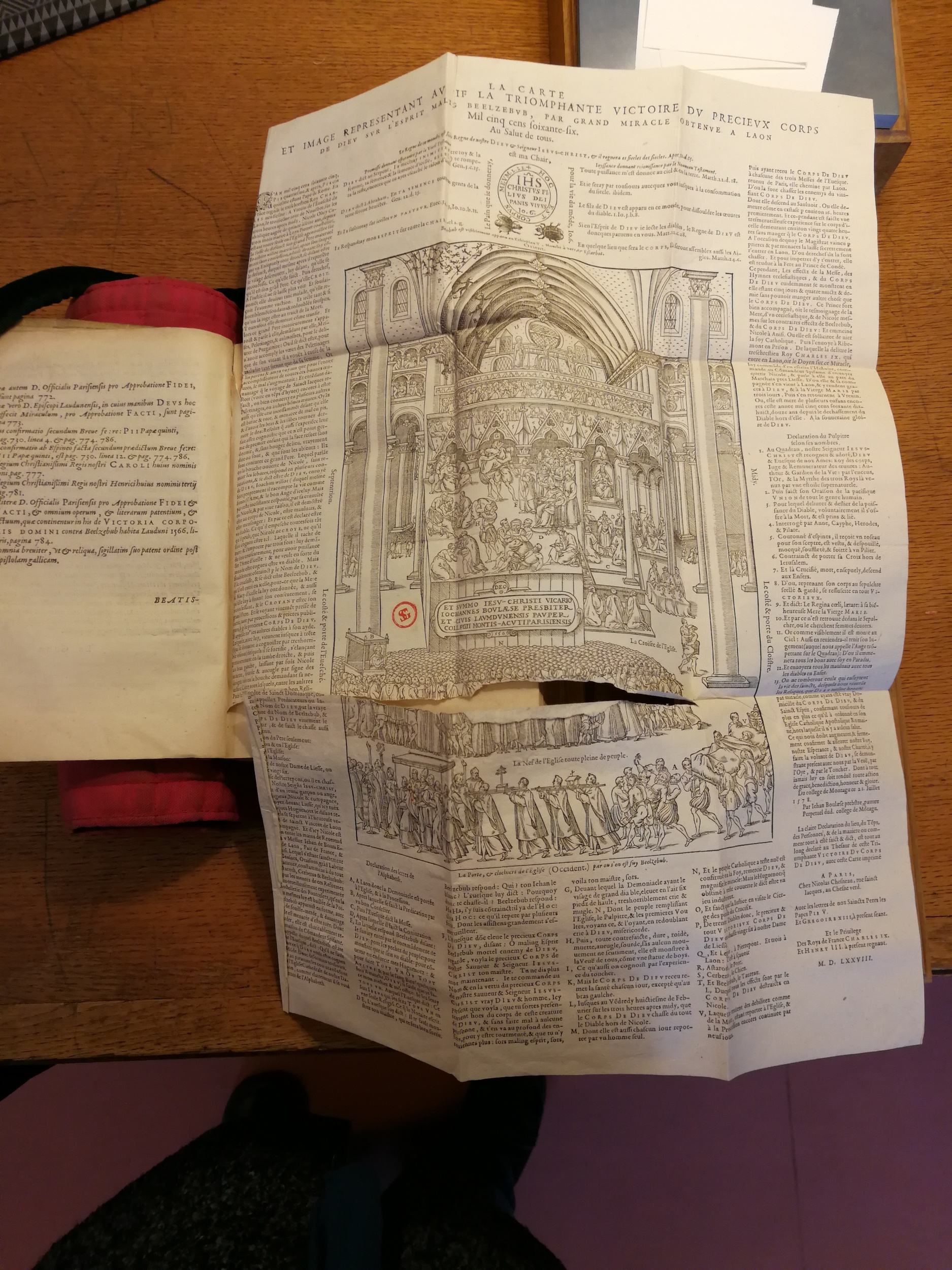 1578 - Nicolas Chesneau - Trésor et entière histoire de la triomphante victoire du corps de Dieu sur l’esprit malin - Bibliothèque Sainte-Geneviève