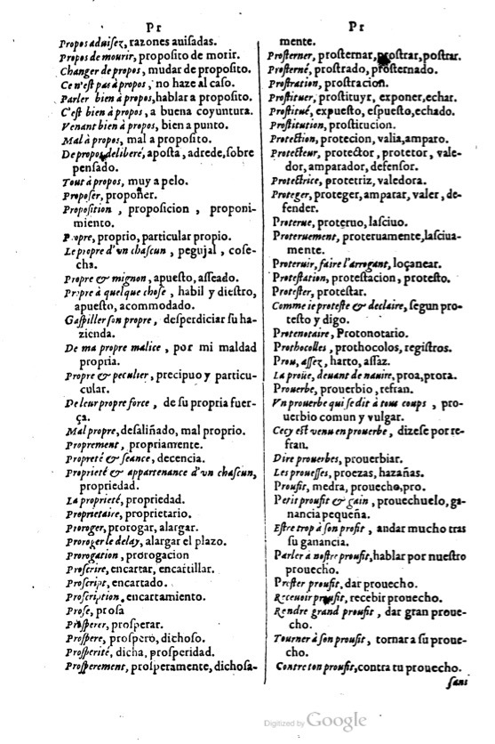 1621 - Adrian Tiffaine - Trésor des deux langues espagnole et française - BM Lyon