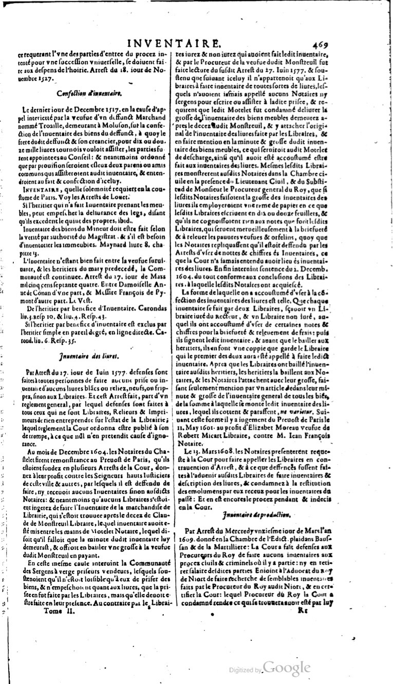1629 - Veuve Nicolas Buon - Trésor du droit français (29620 T. 2) - BM Lyon
