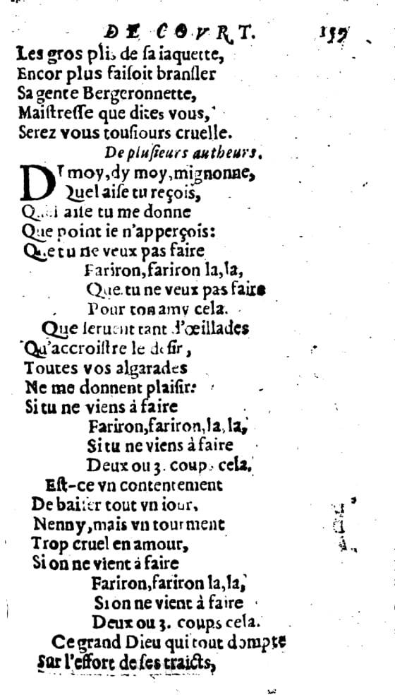 1606 - Théodore Reinsart - Trésor des chansons amoureuses recueillies des plus excellents airs de cour - Livre I - NK ČR Prague