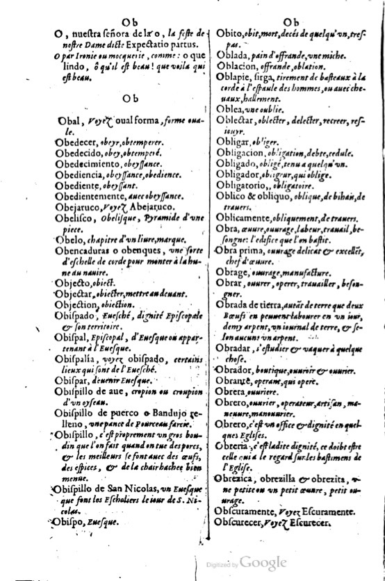 1621 - Adrian Tiffaine - Trésor des deux langues espagnole et française - BM Lyon