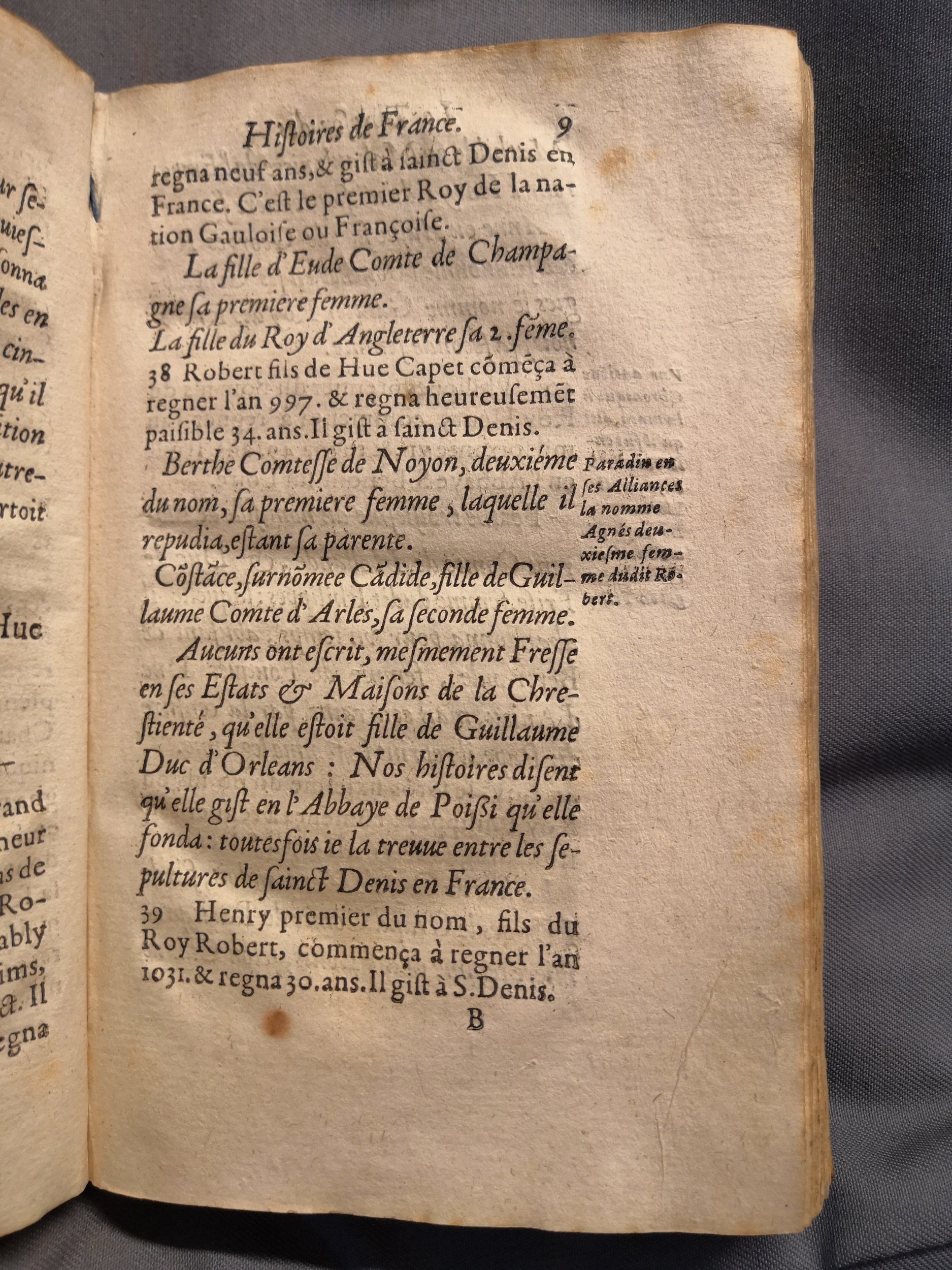 1614 - Jean Corrozet - Trésor des histoires de France - Amsterdam