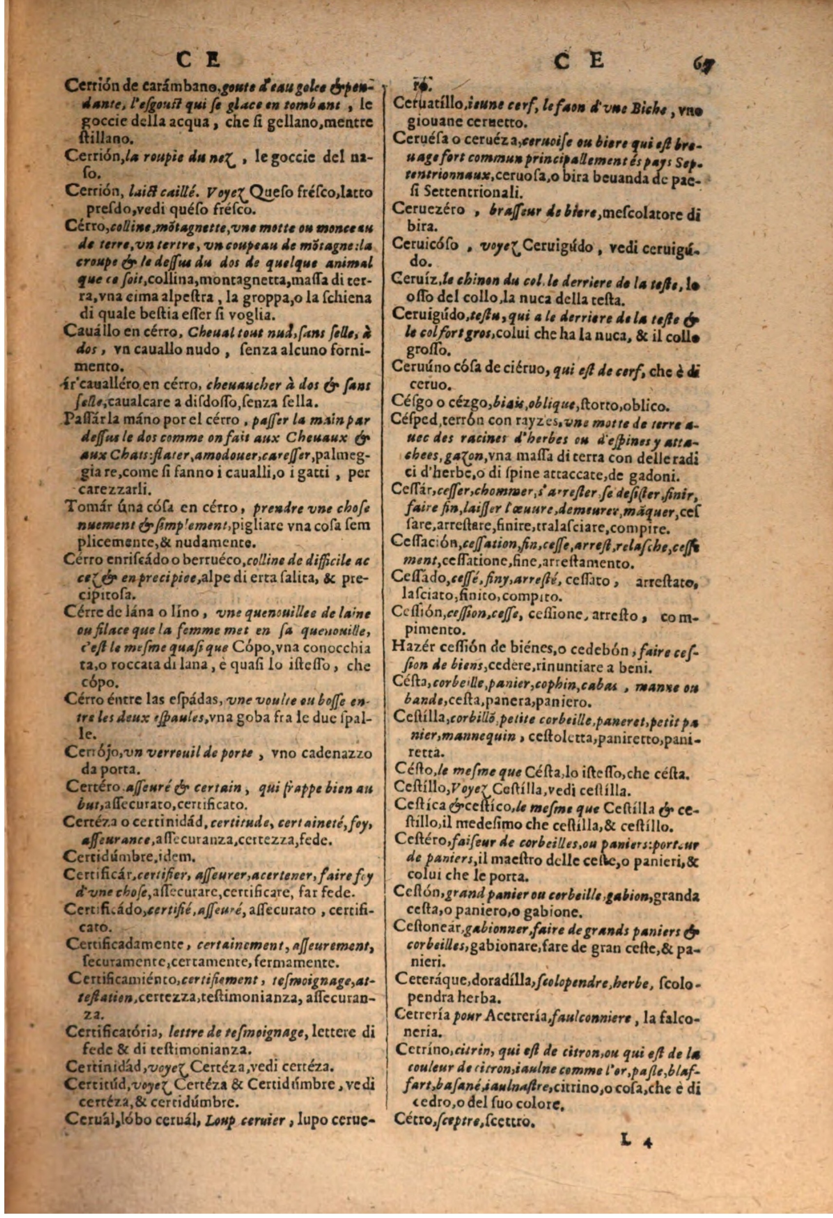 1606 - Samuel Crespin - Thresor des trois langues, francoise, italiene et espagnolle - BSB Munich