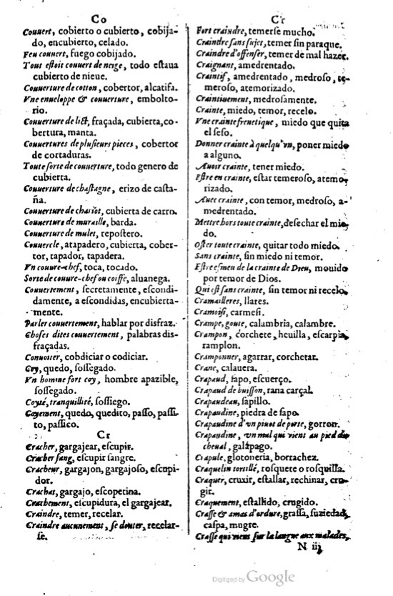 1621 - Adrian Tiffaine - Trésor des deux langues espagnole et française - BM Lyon
