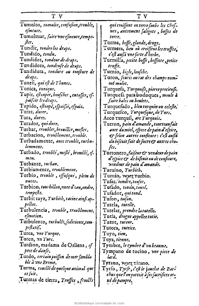 1607 - Marc Orry - Trésor des deux langues espagnole et française (Première et Seconde parties) - BU Tours