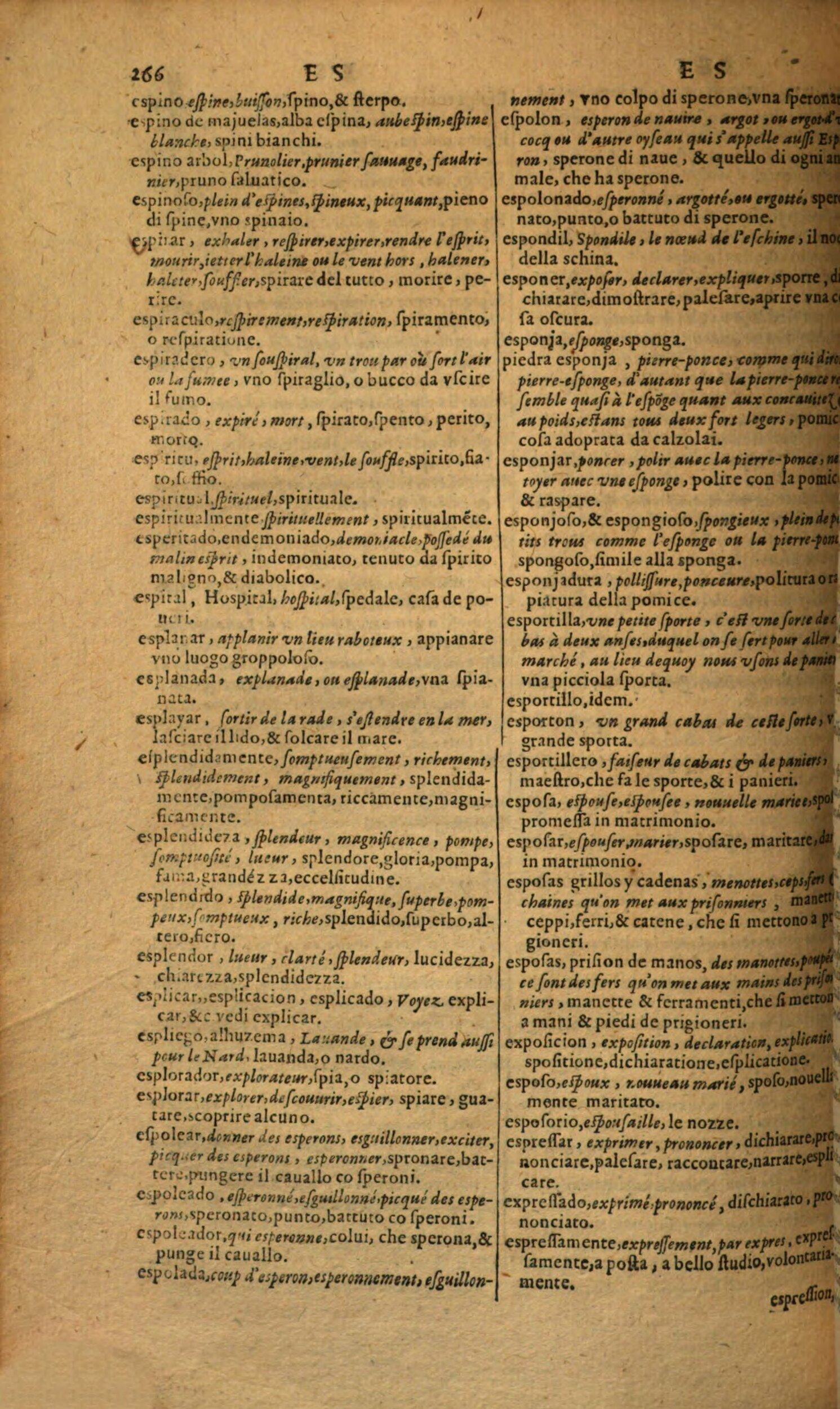1617 - Samuel Crespin - Trésor des trois langues espagnole, française et italienne (Première partie) - Regensburg