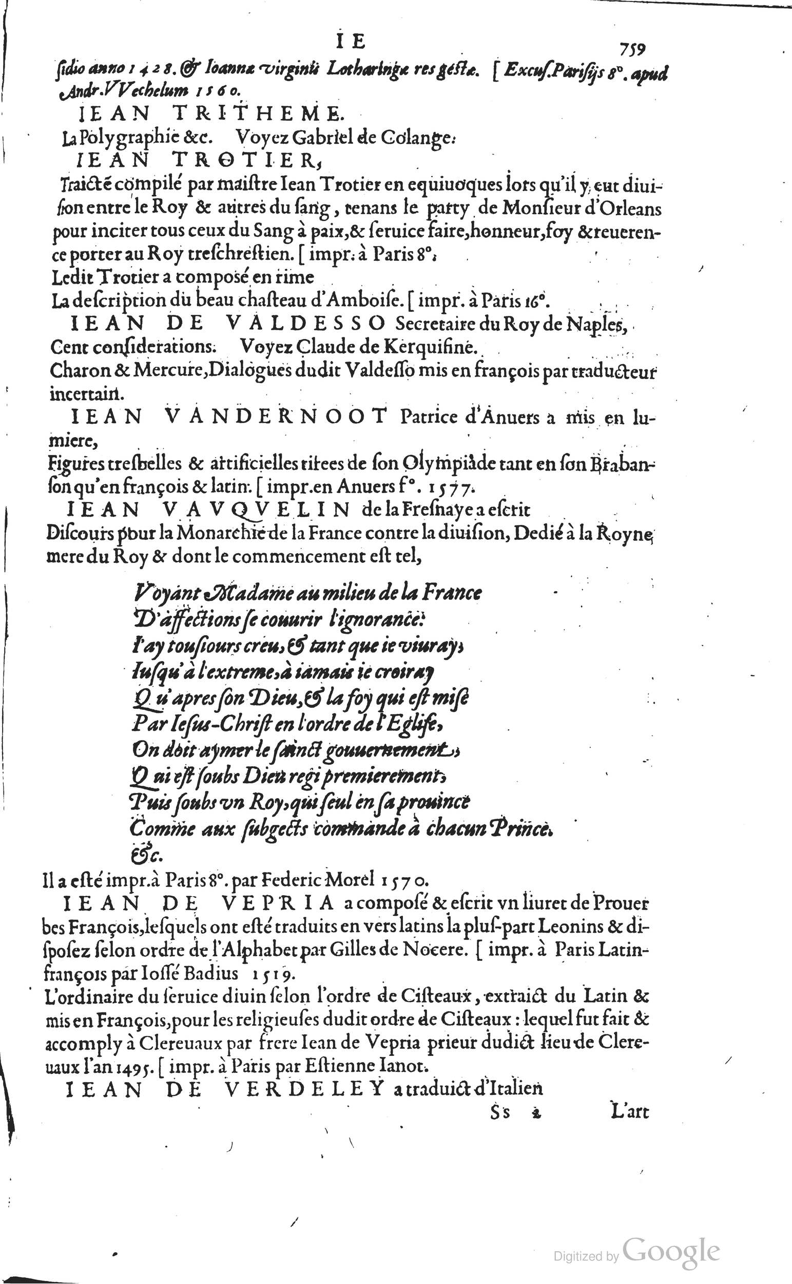 1585 - Barthélemy Honorat - Bibliothèques françaises - BSB Munich