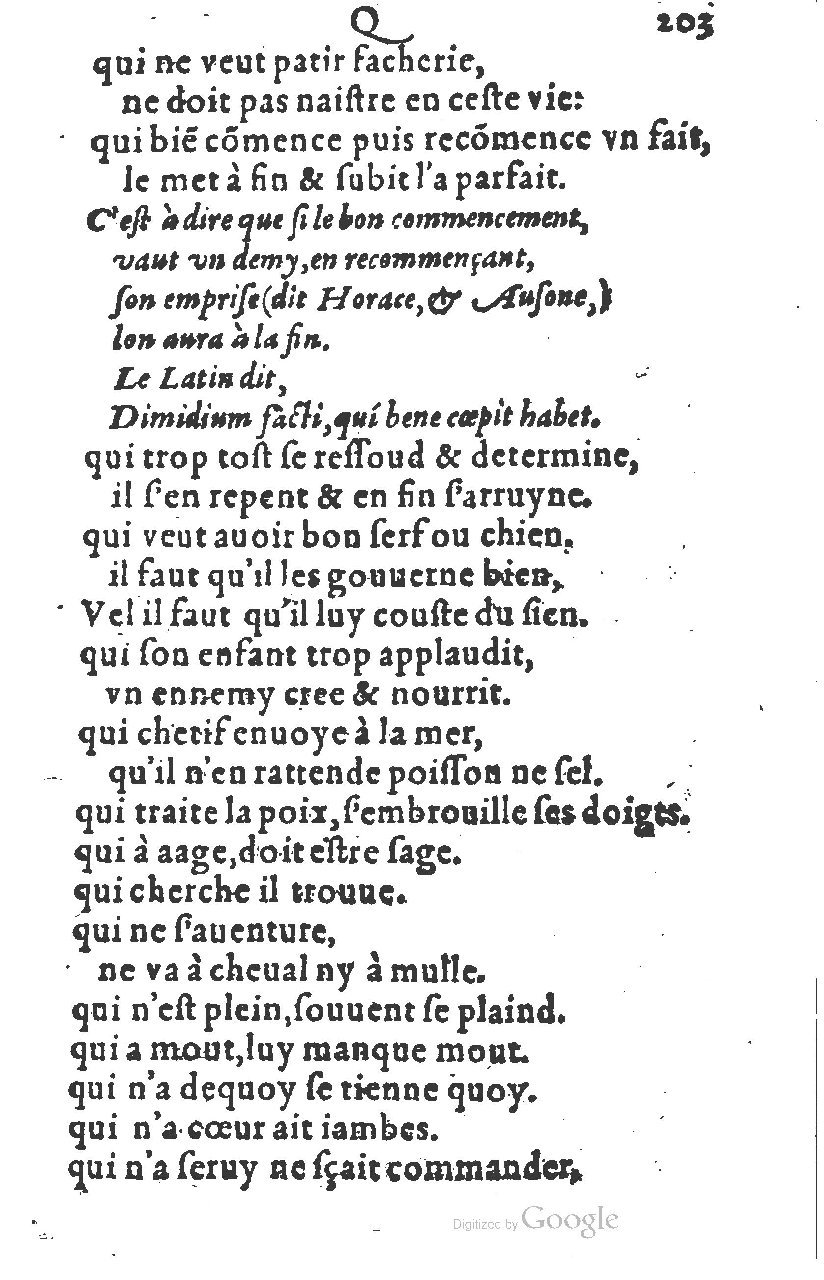 1581 - Nicolas Bonfons - Trésor des sentences dorées - Princeton 1581 - Nicolas Bonfons - Trésor des sentences dorées - Princeton