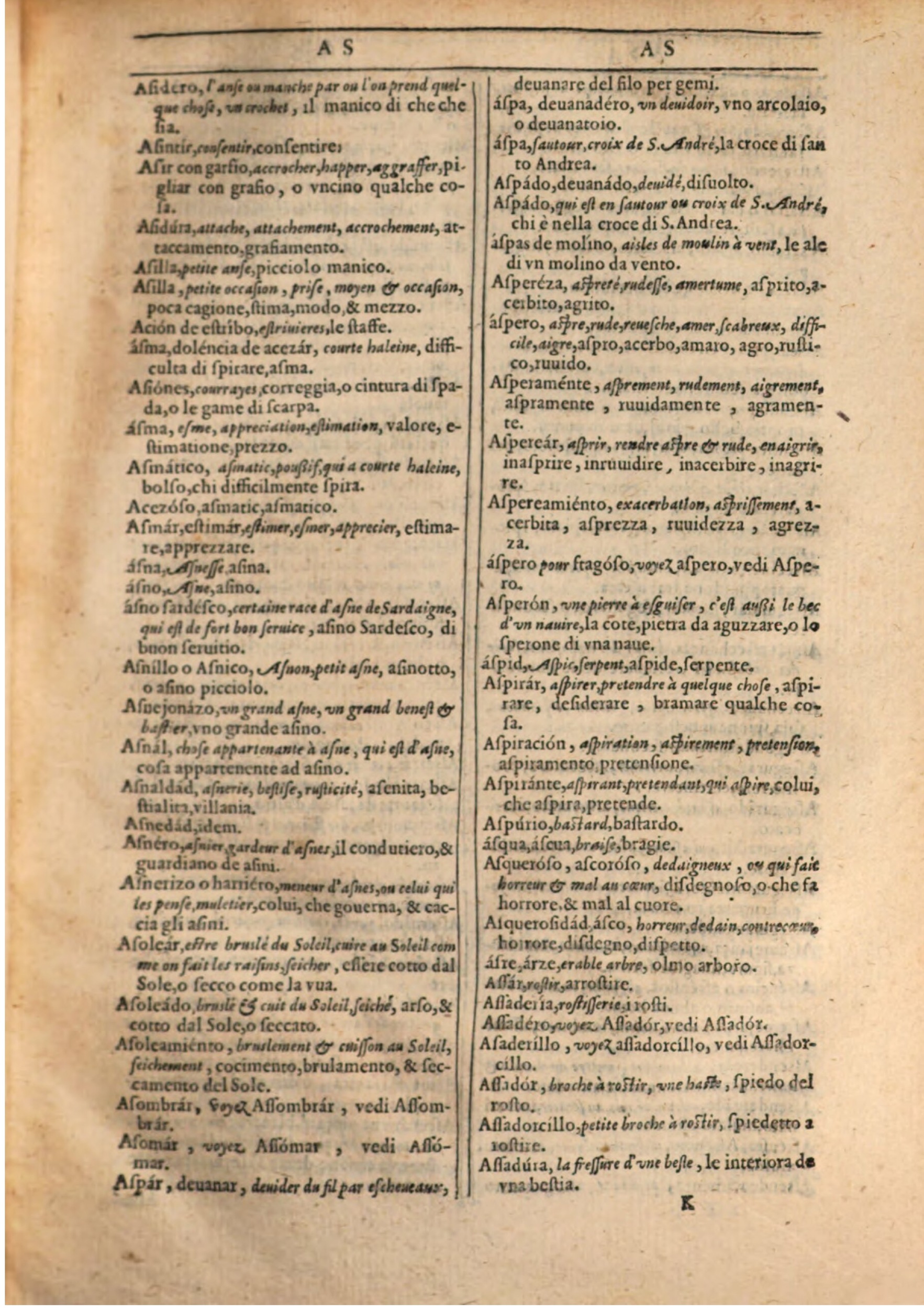 1609 - Philippe Albert et Alexandre Pernet - Trésor des trois langues française, italienne et espagnole (Première partie) - BSB Munich