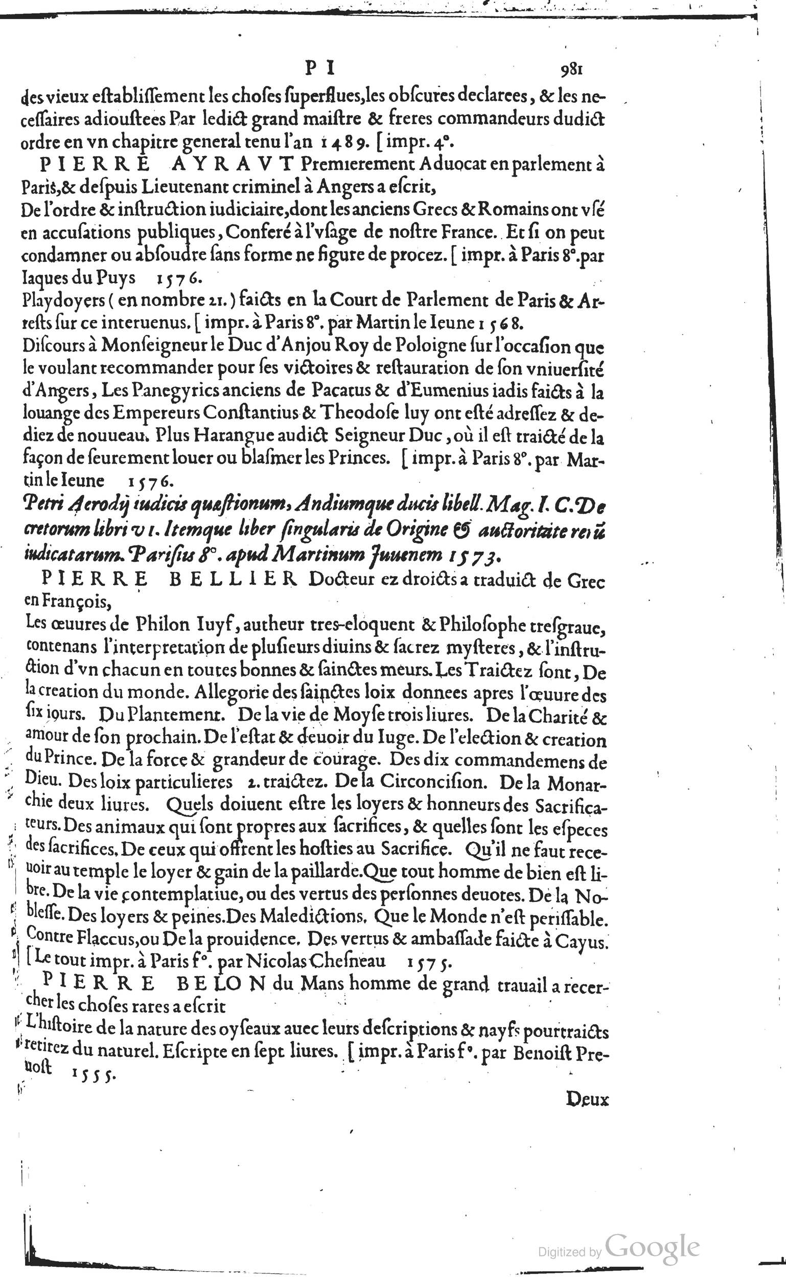1585 - Barthélemy Honorat - Bibliothèques françaises - BSB Munich