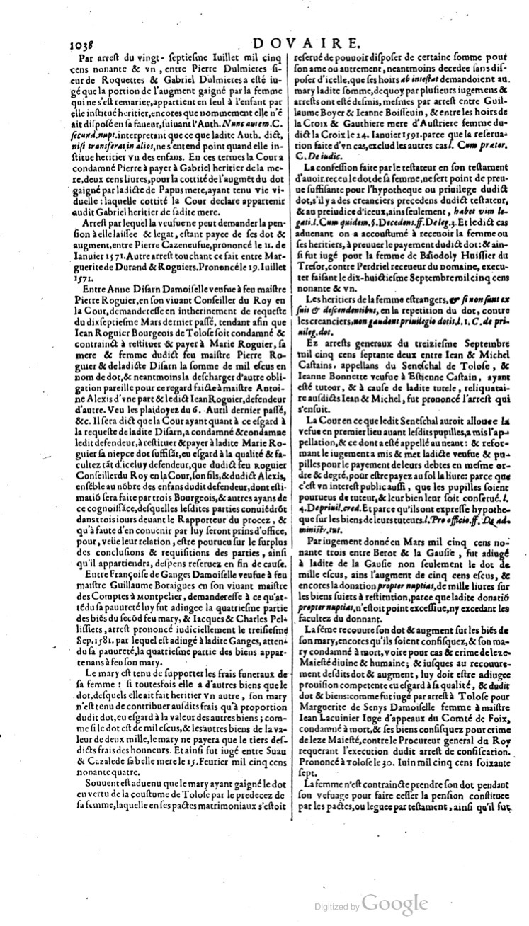 1629 - Veuve Nicolas Buon - Trésor du droit français (21754 T. 1) - BM Lyon