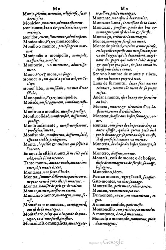 1621 - Adrian Tiffaine - Trésor des deux langues espagnole et française - BM Lyon