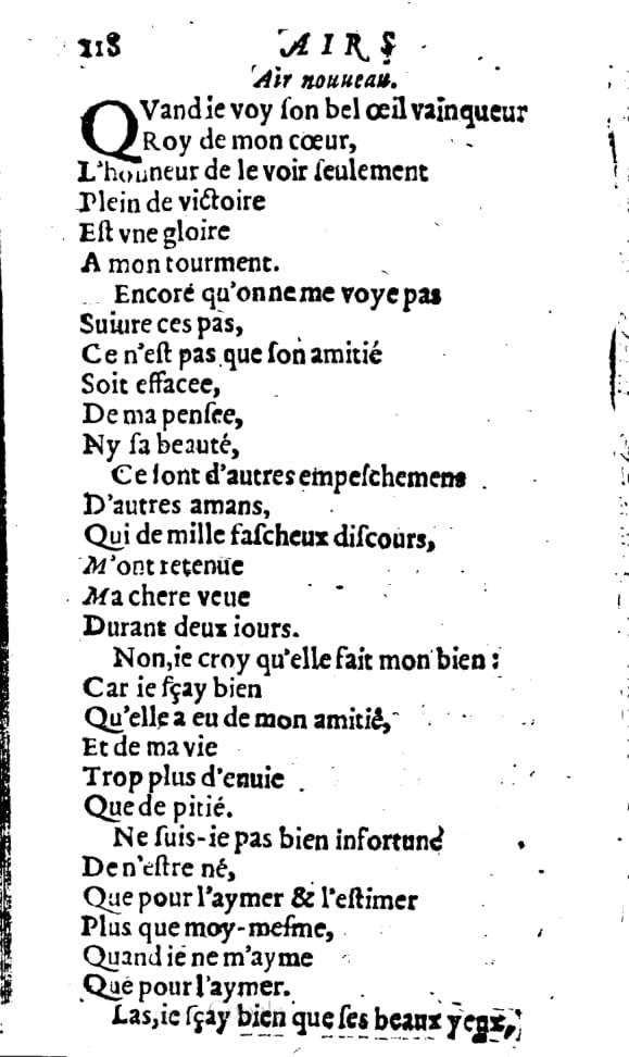 1606 - Théodore Reinsart - Trésor des chansons amoureuses recueillies des plus excellents airs de cour - Livre I - NK ČR Prague