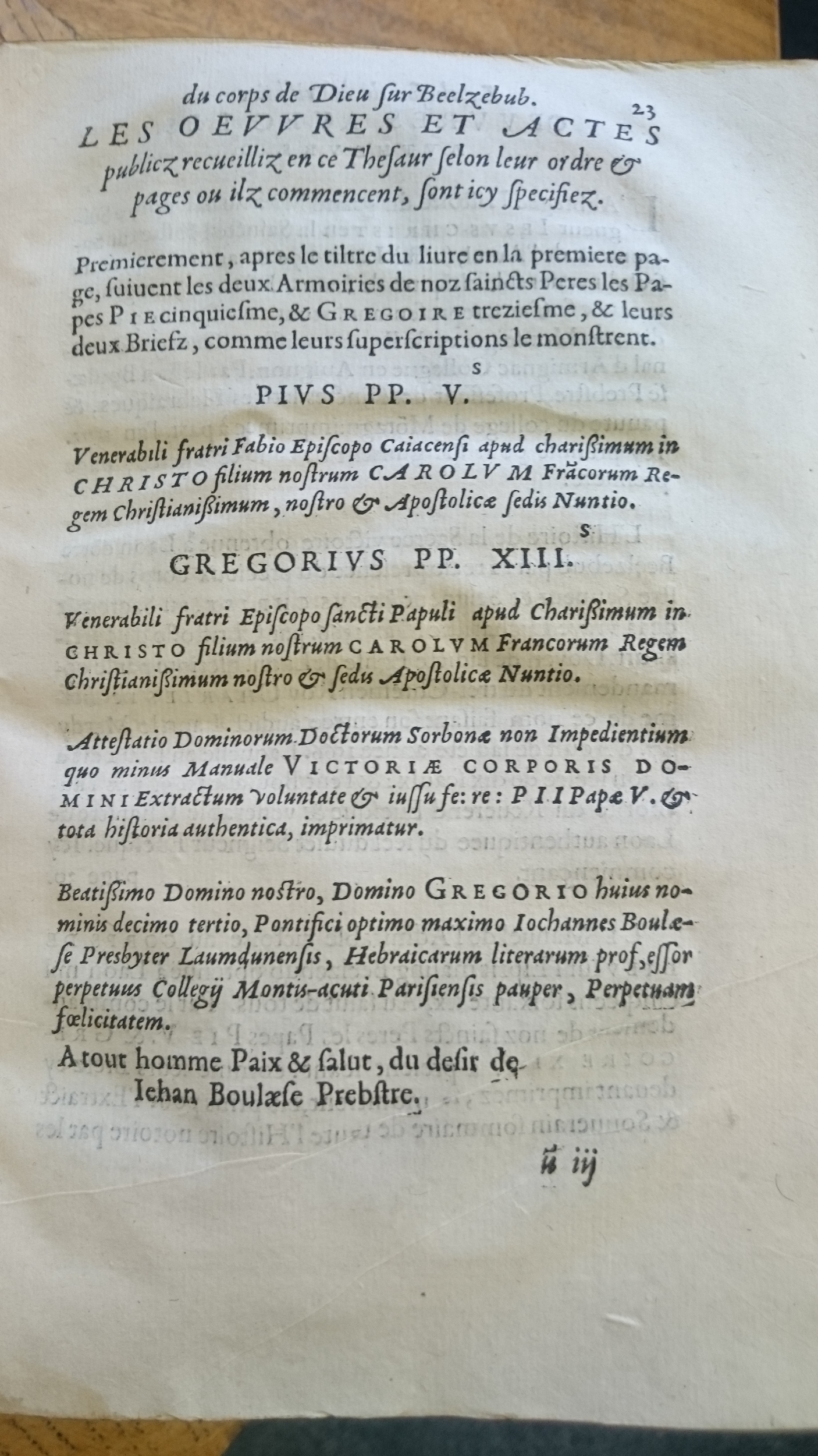 1578 - Nicolas Chesneau - Trésor et entière histoire de la triomphante victoire du corps de Dieu sur l’esprit malin - Douai Quincy 1578 - Nicolas Chesneau - Trésor et entière histoire de la triomphante victoire du corps de Dieu sur l’esprit malin - Douai Quincy