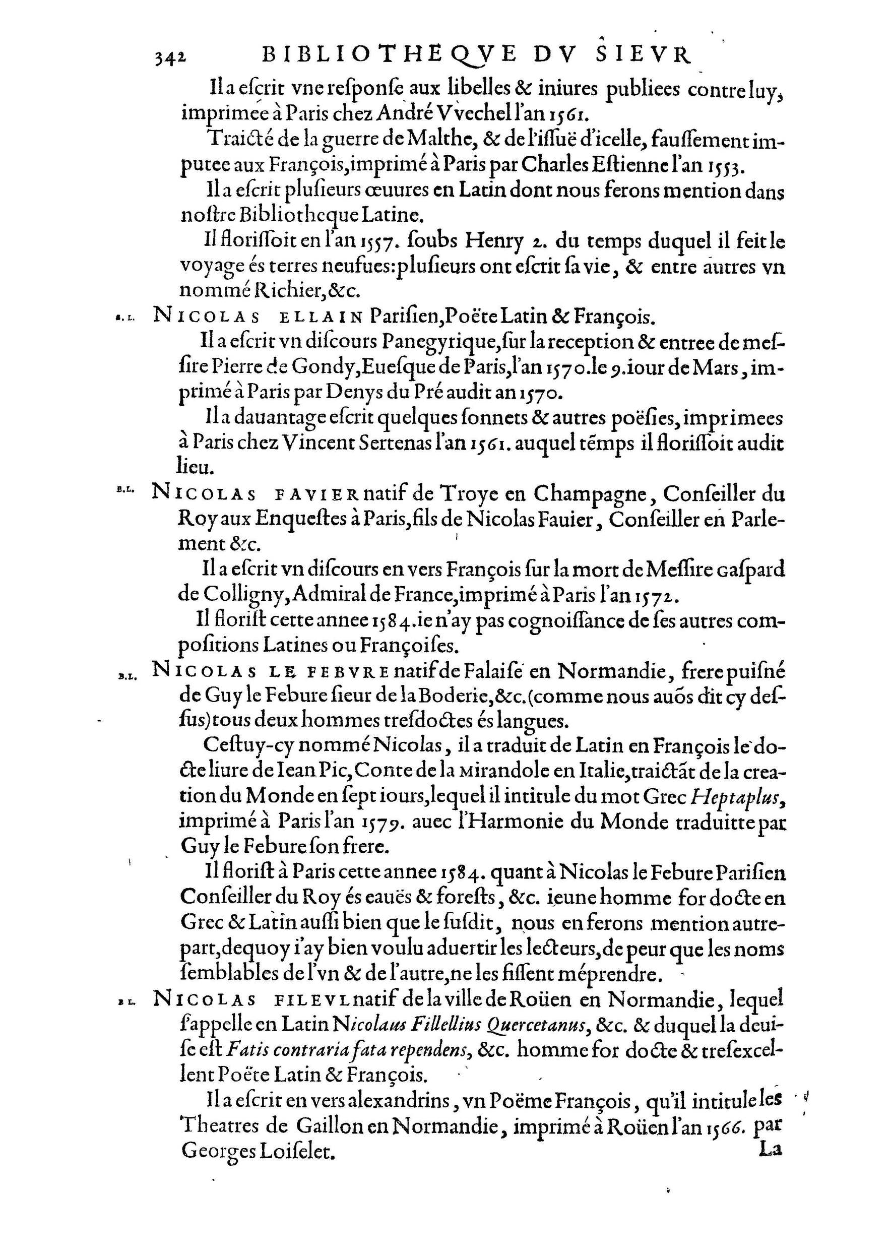 1584 - Abel L&#039;Angelier - Bibliothèques françaises - BnF