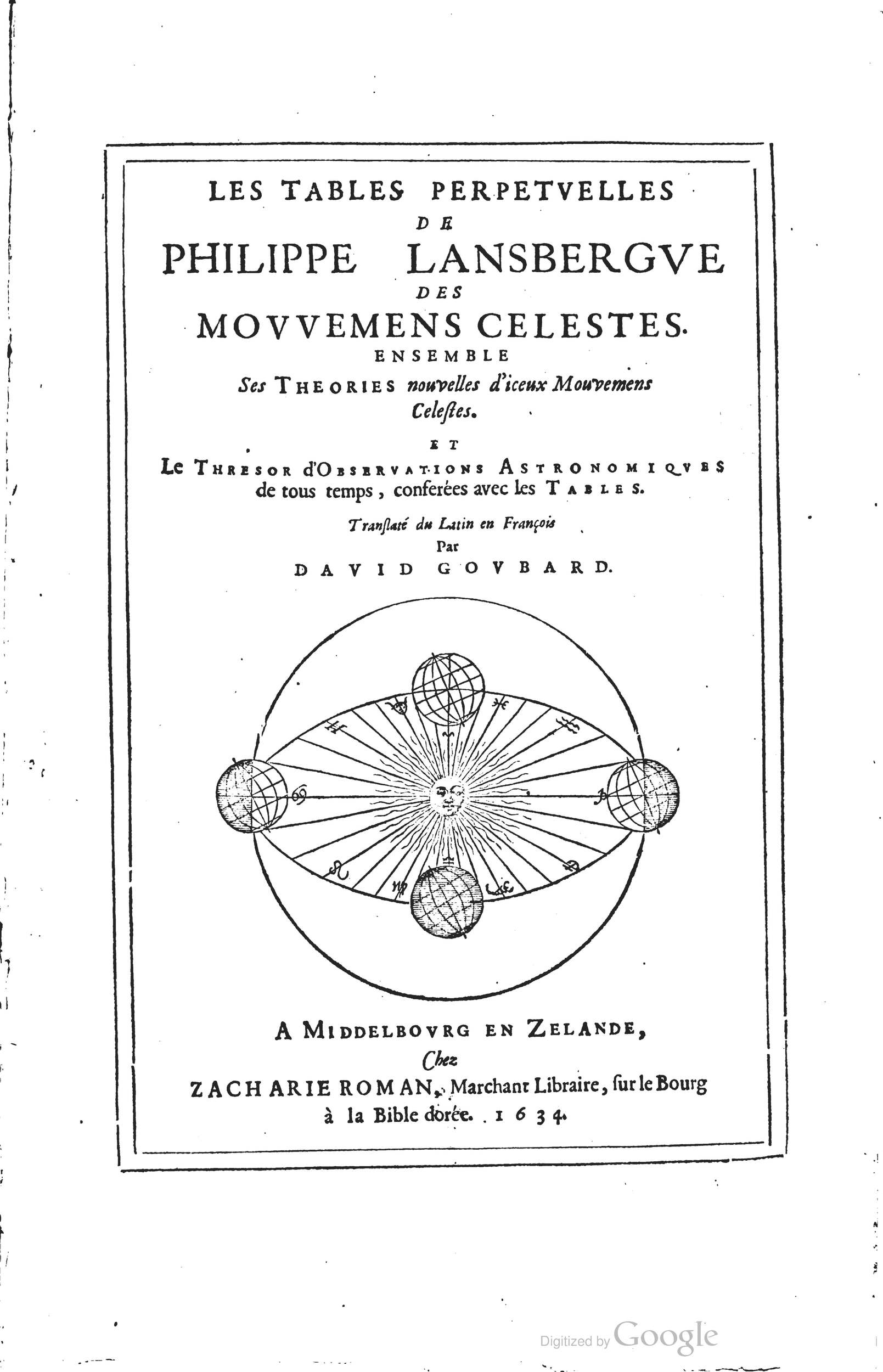 1634 - Zacharie Roman - Les Tables perpétuelles - Universiteit Leiden