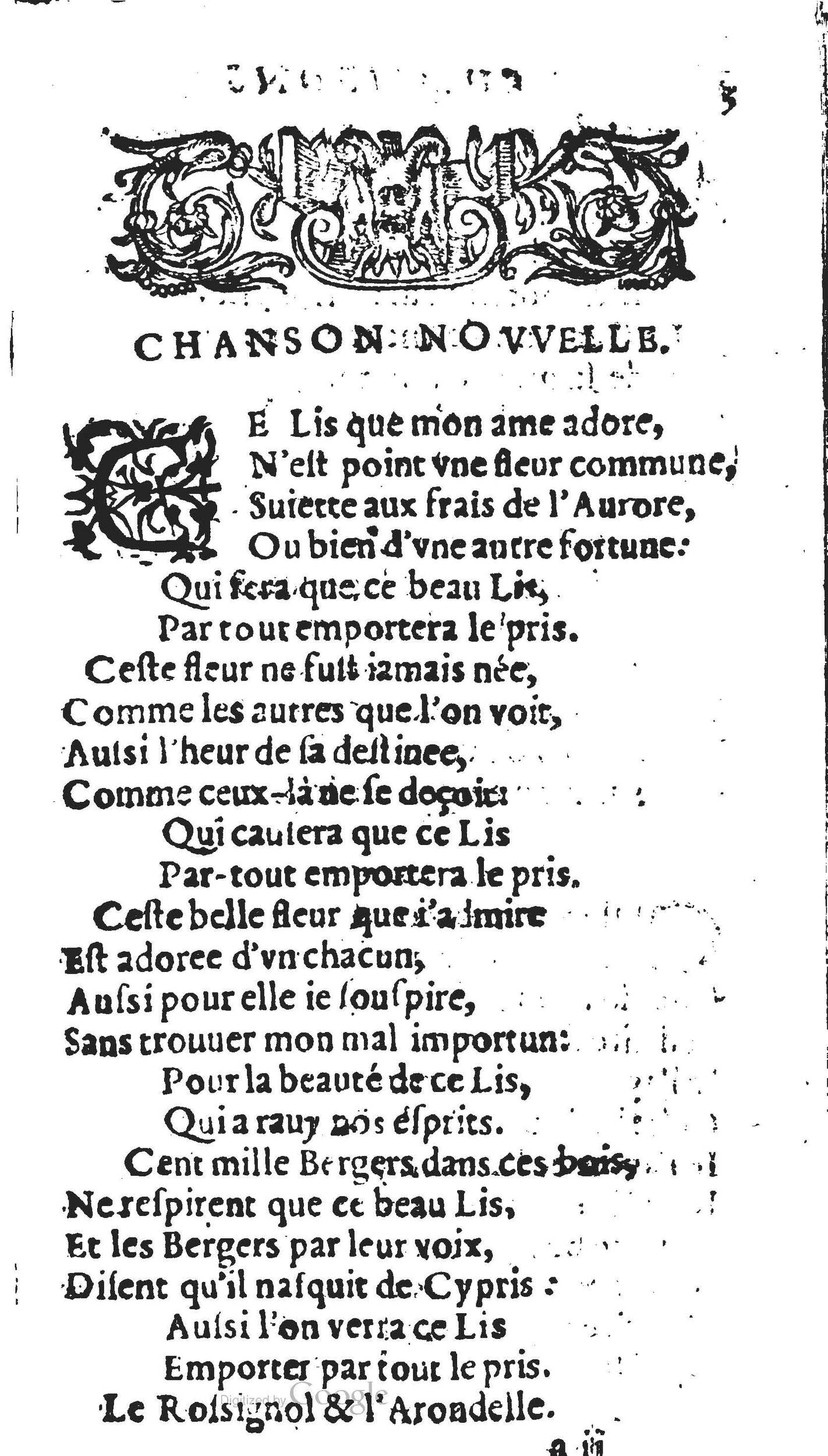 1606 - Théodore Reinsart - Trésor des chansons amoureuses recueillies des plus excellents airs de cour - Livre II - NK ČR Prague