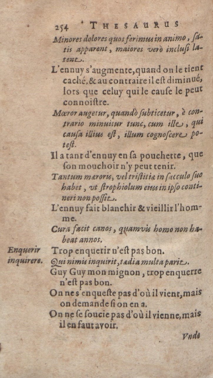 1612 - Dominicus Custos - Trésor des proverbes français  - Bibliopol-Olomuc