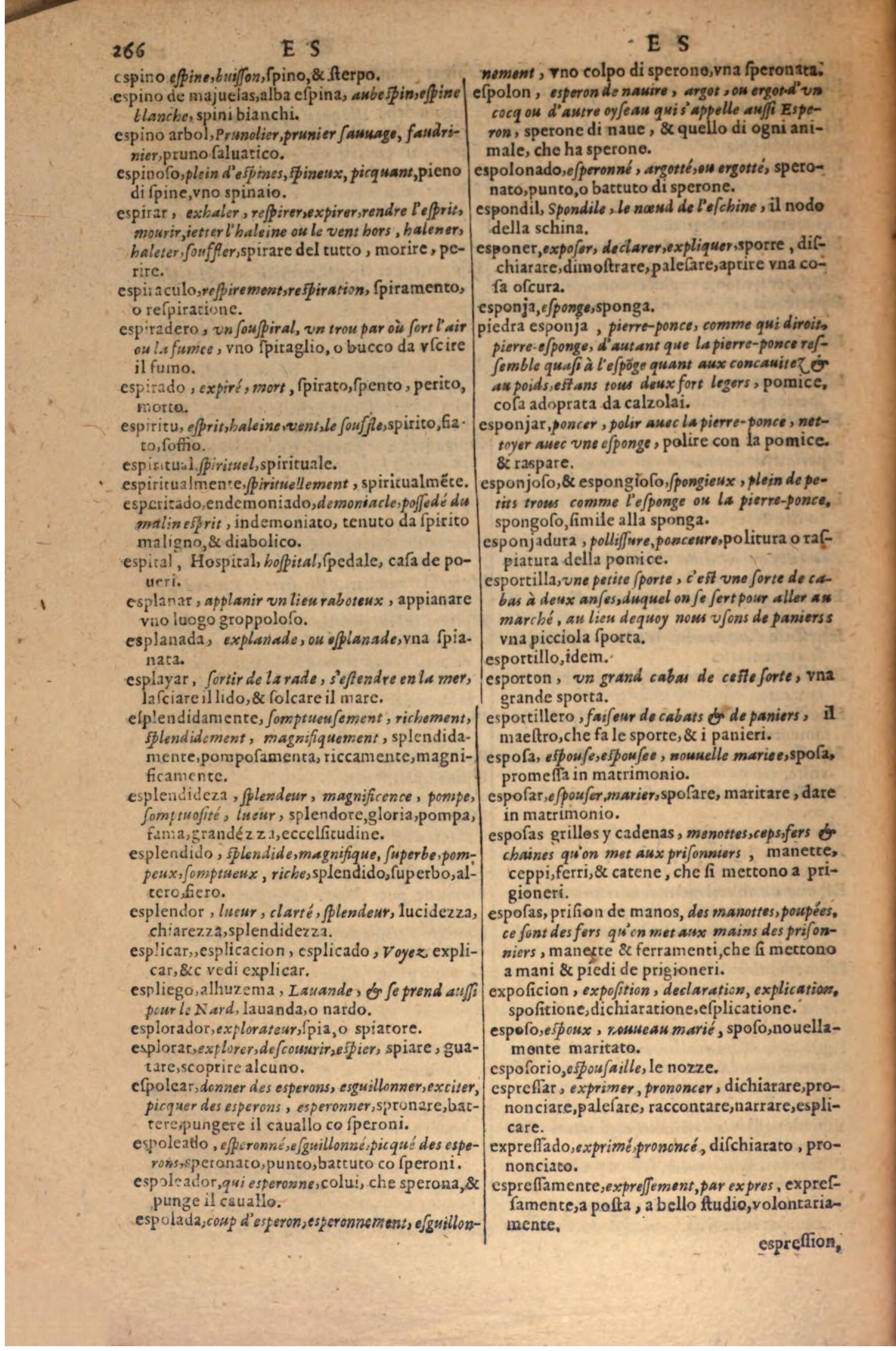 1606 - Samuel Crespin - Thresor des trois langues, francoise, italiene et espagnolle - BSB Munich