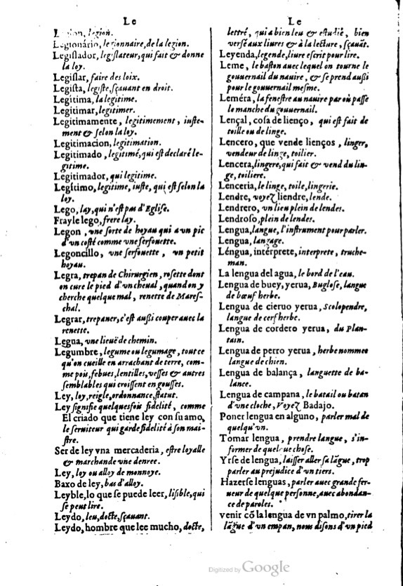 1621 - Adrian Tiffaine - Trésor des deux langues espagnole et française - BM Lyon