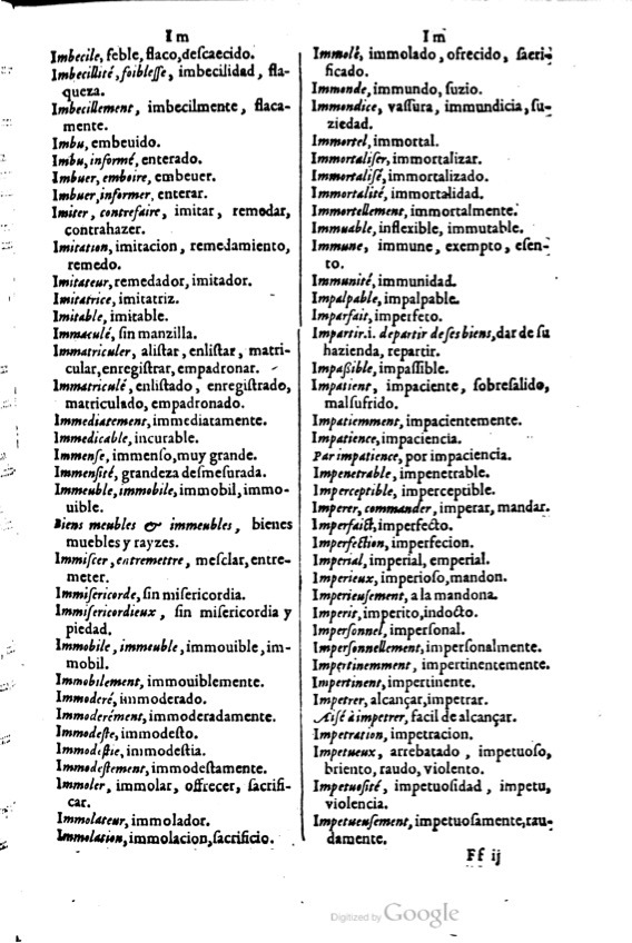 1621 - Adrian Tiffaine - Trésor des deux langues espagnole et française - BM Lyon