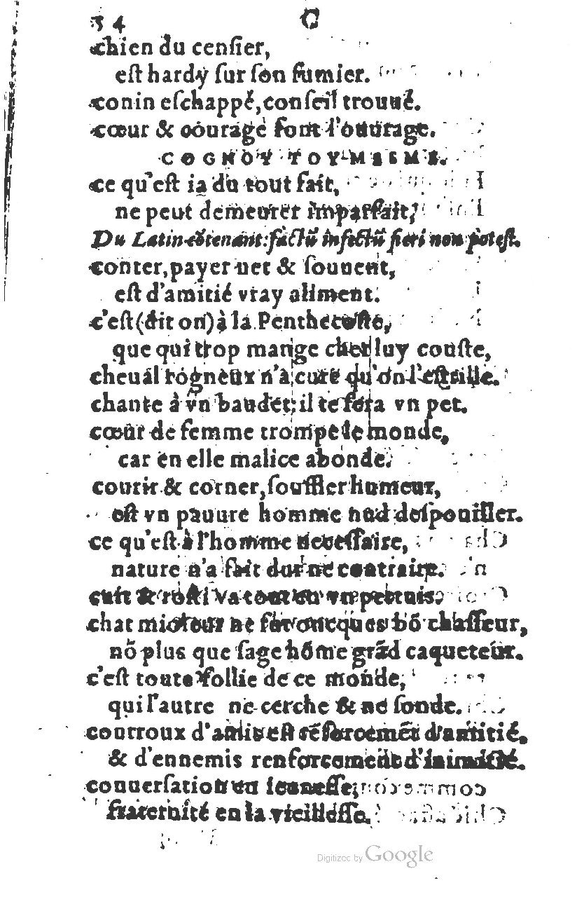 1581 - Nicolas Bonfons  - Trésor des sentences dorées - Princeton