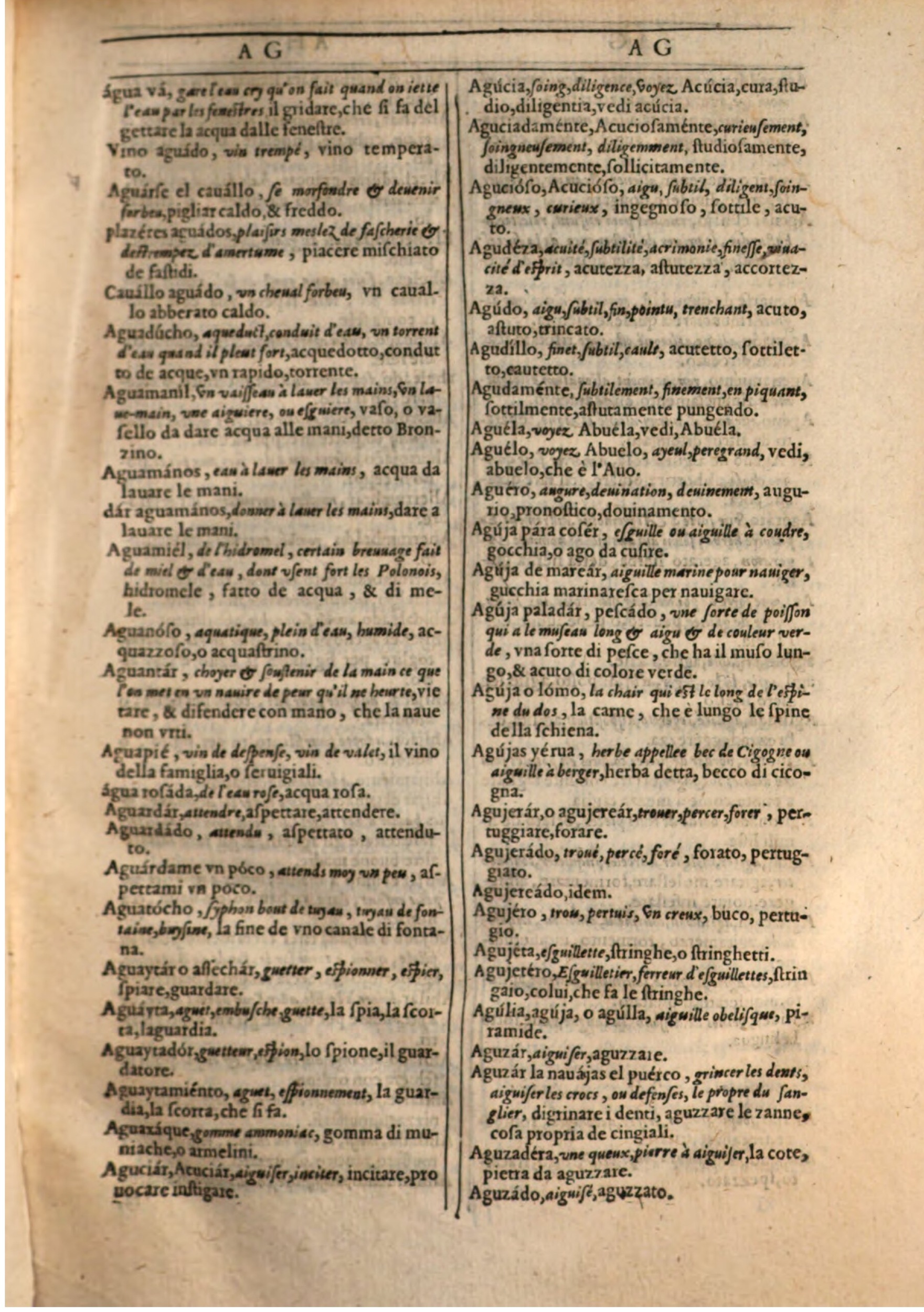 1609 - Philippe Albert et Alexandre Pernet - Trésor des trois langues française, italienne et espagnole (Première partie) - BSB Munich