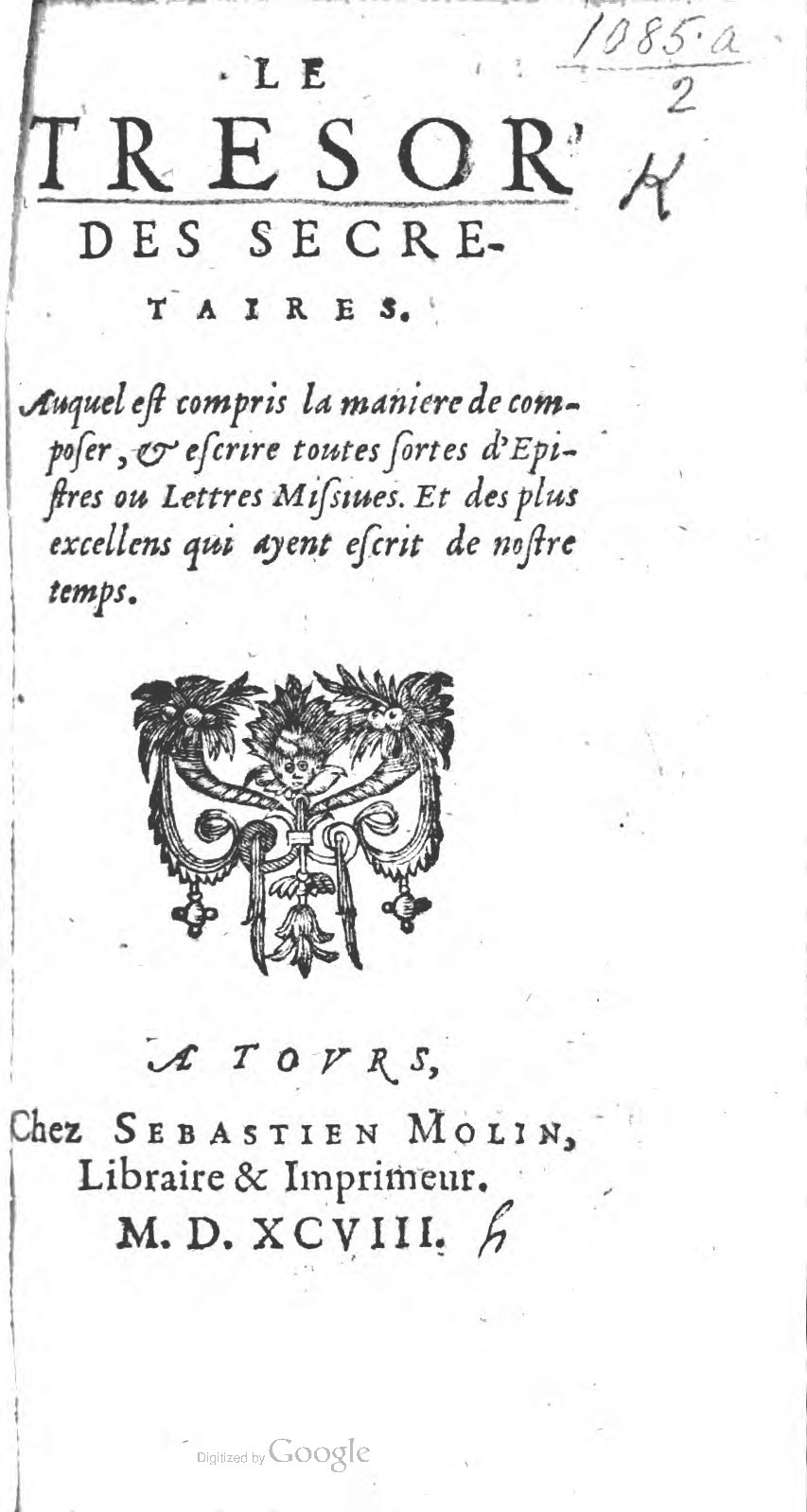 1598 - Sébastien Molin - Trésor des secrétaires - British Library
