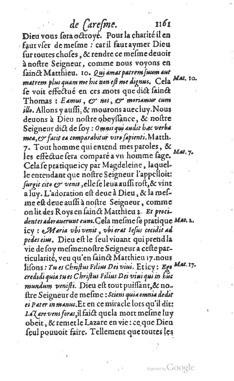 1607 - Nicolas Du Fossé - Trésor quadragésimal - T 01 - BM Lyon