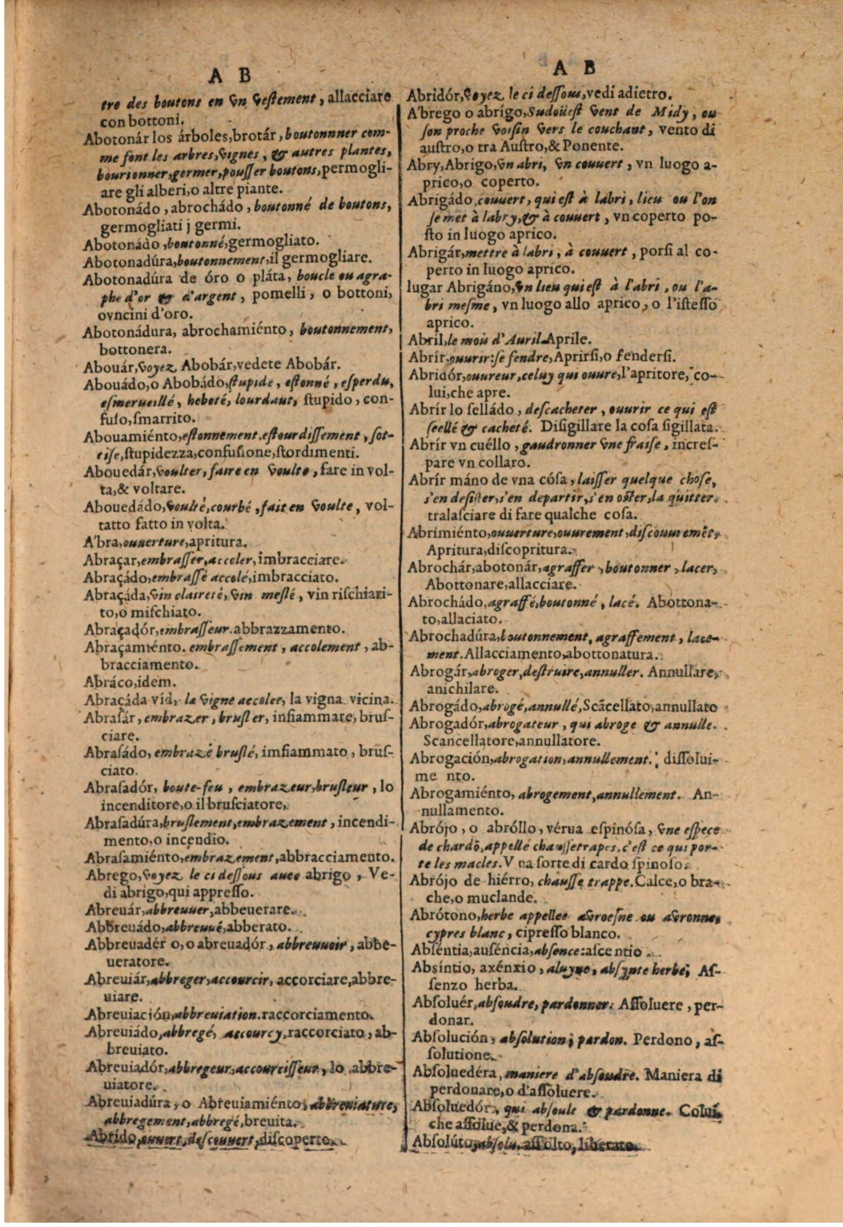 1606 - Samuel Crespin - Thresor des trois langues, francoise, italiene et espagnolle - BSB Munich