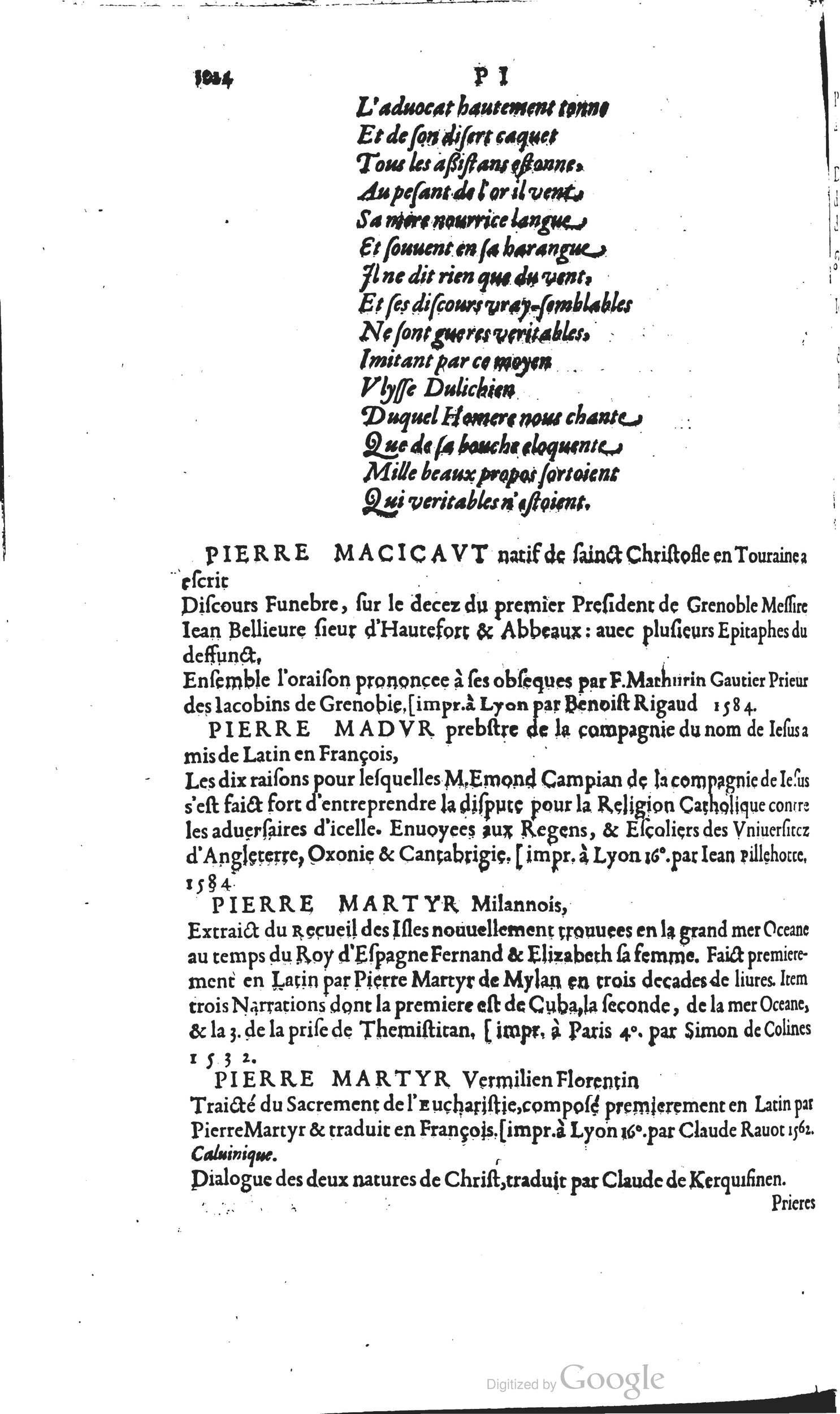 1585 - Barthélemy Honorat - Bibliothèques françaises - BSB Munich
