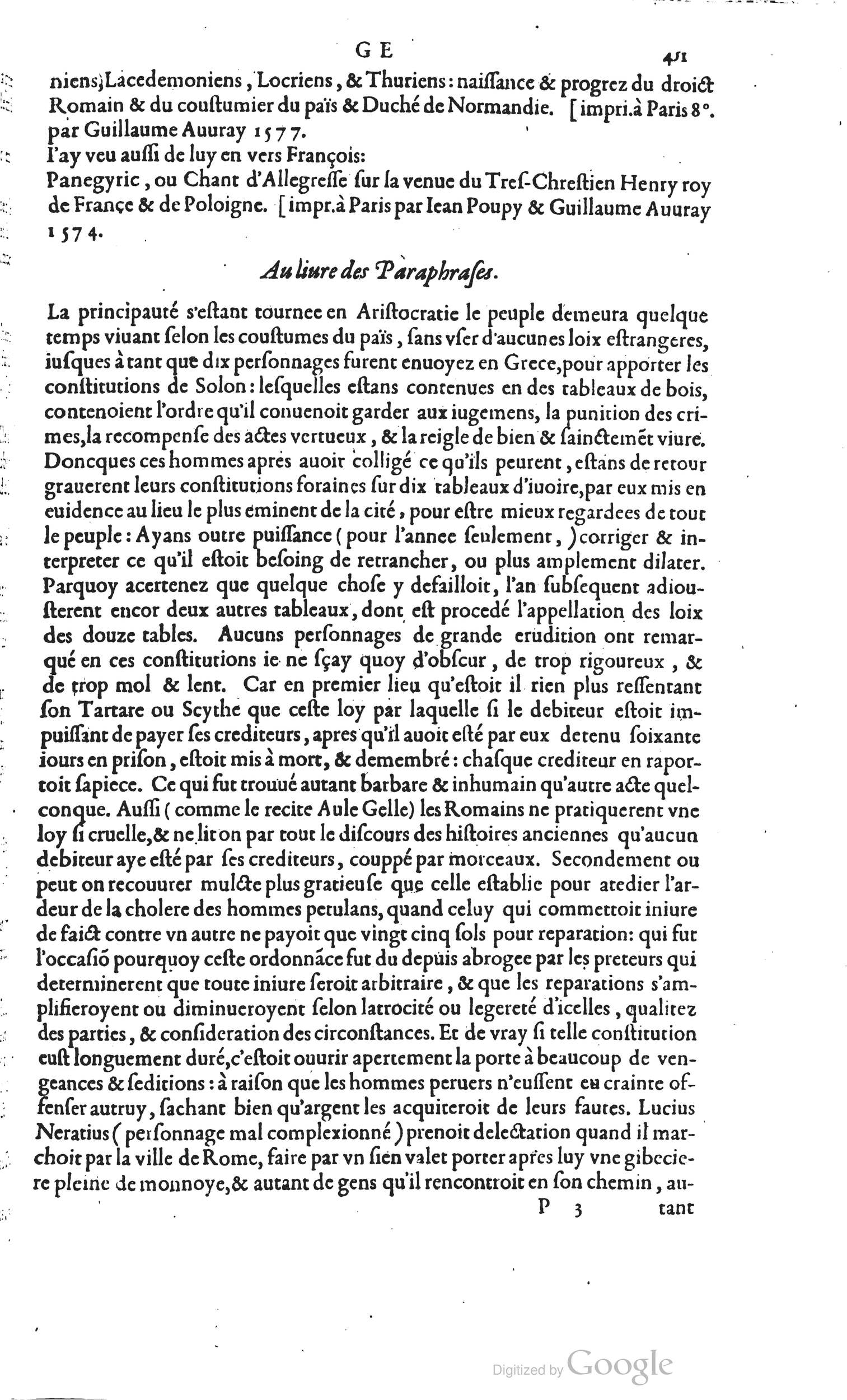 1585 - Barthélemy Honorat - Bibliothèques françaises - BSB Munich